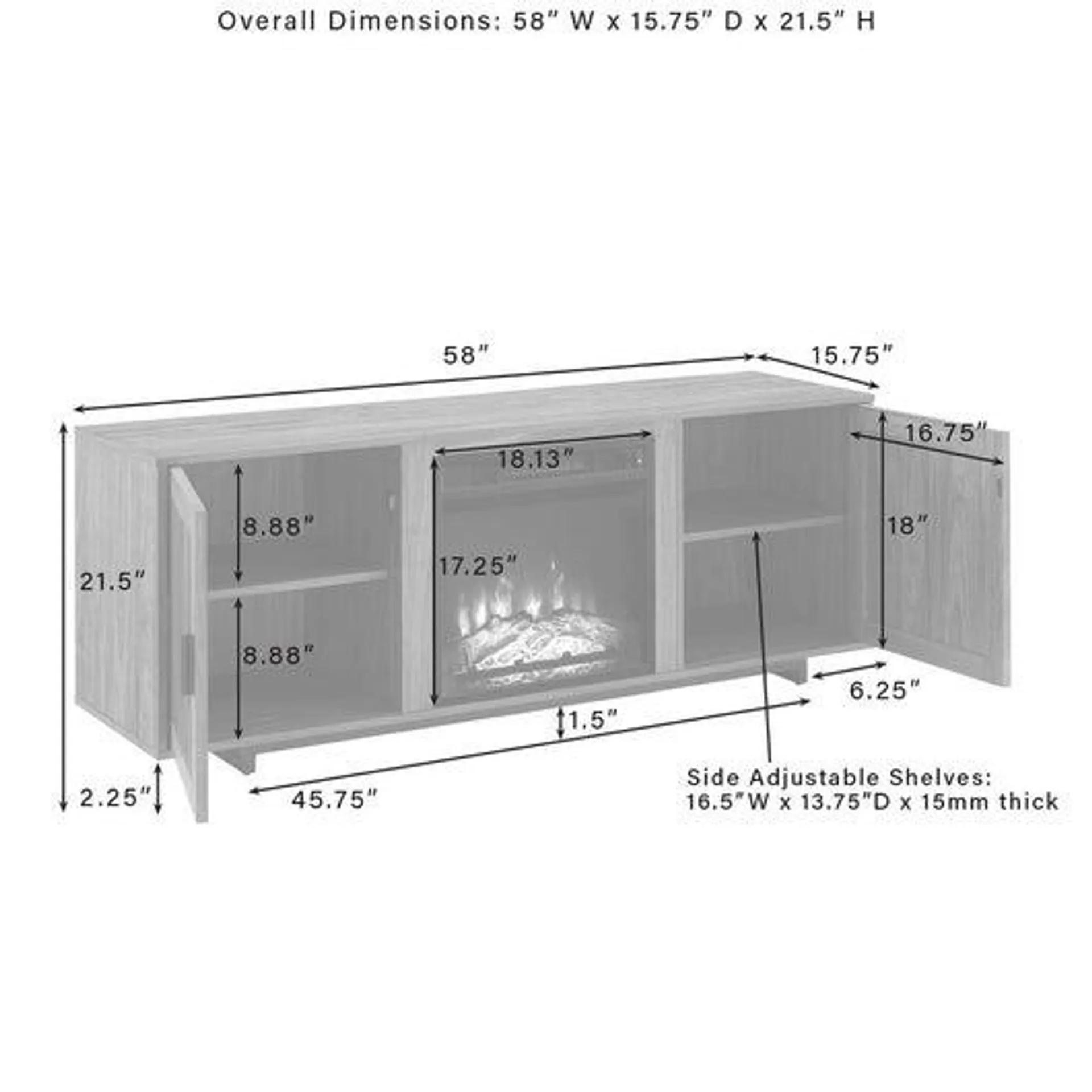 Silas Low Profile Fireplace Tv Stand For 65+ Inch Tv