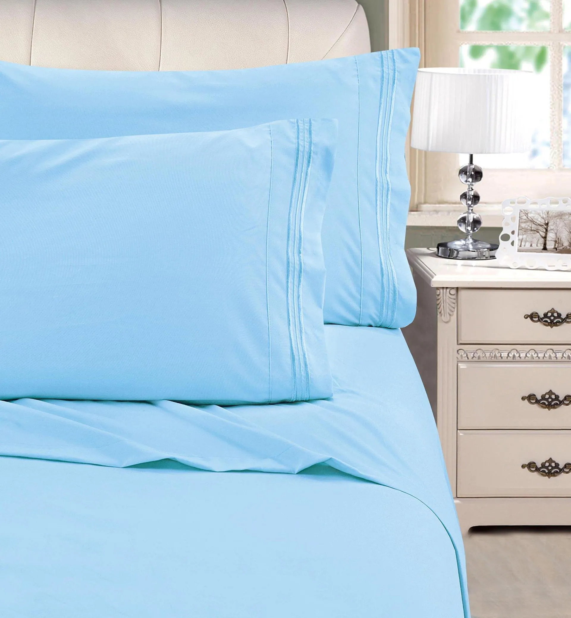 Cathay Home Embroidered Microfiber Sheet Set