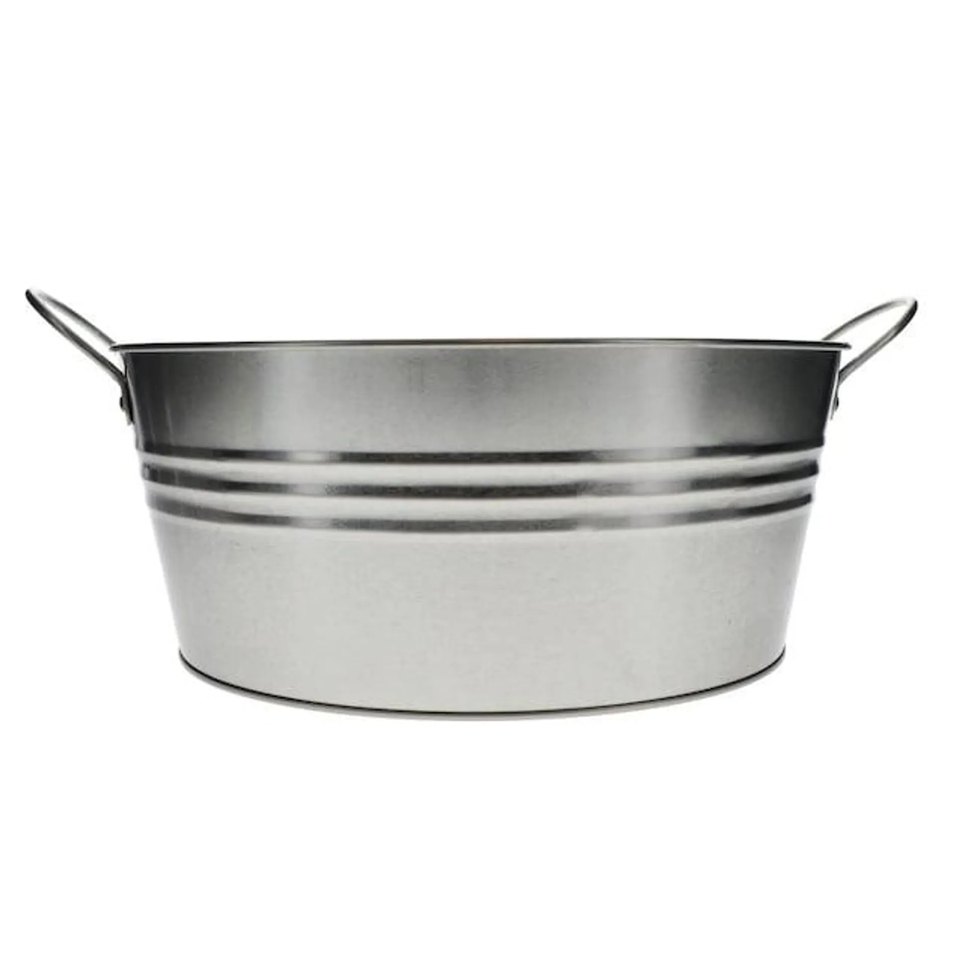 Oval Metal Buckets with Ridge Accents and Handles, 11x13x5-in.