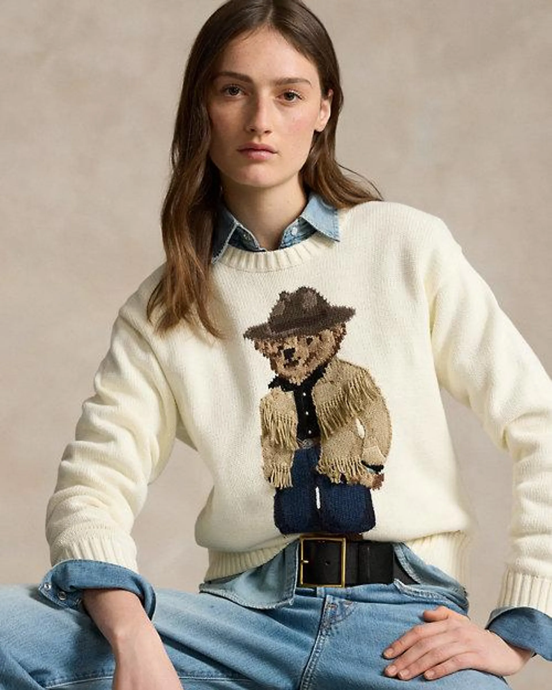 Polo Bear Cotton Crewneck Sweater