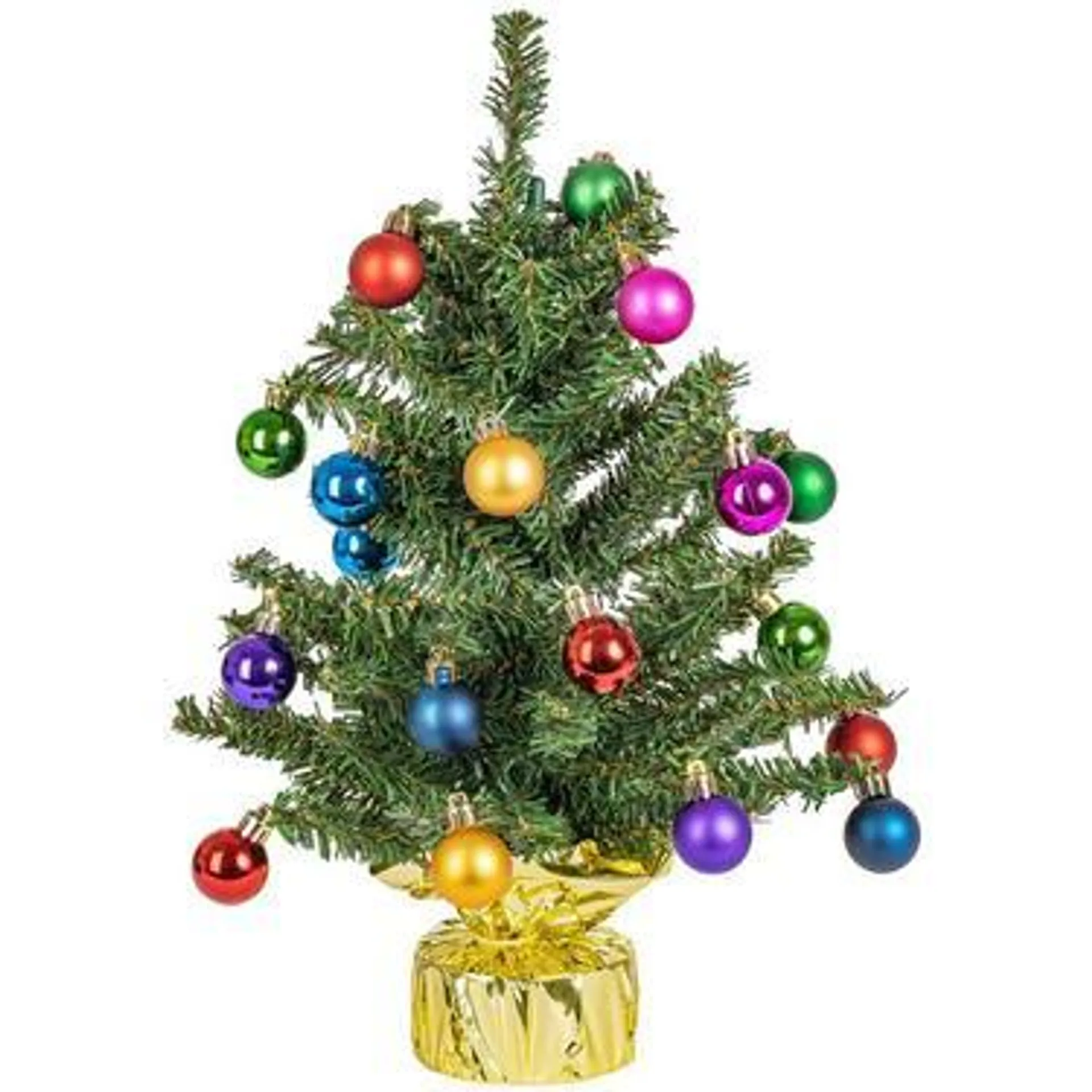 Faux Christmas Tree with Colorful Ornaments, 18in