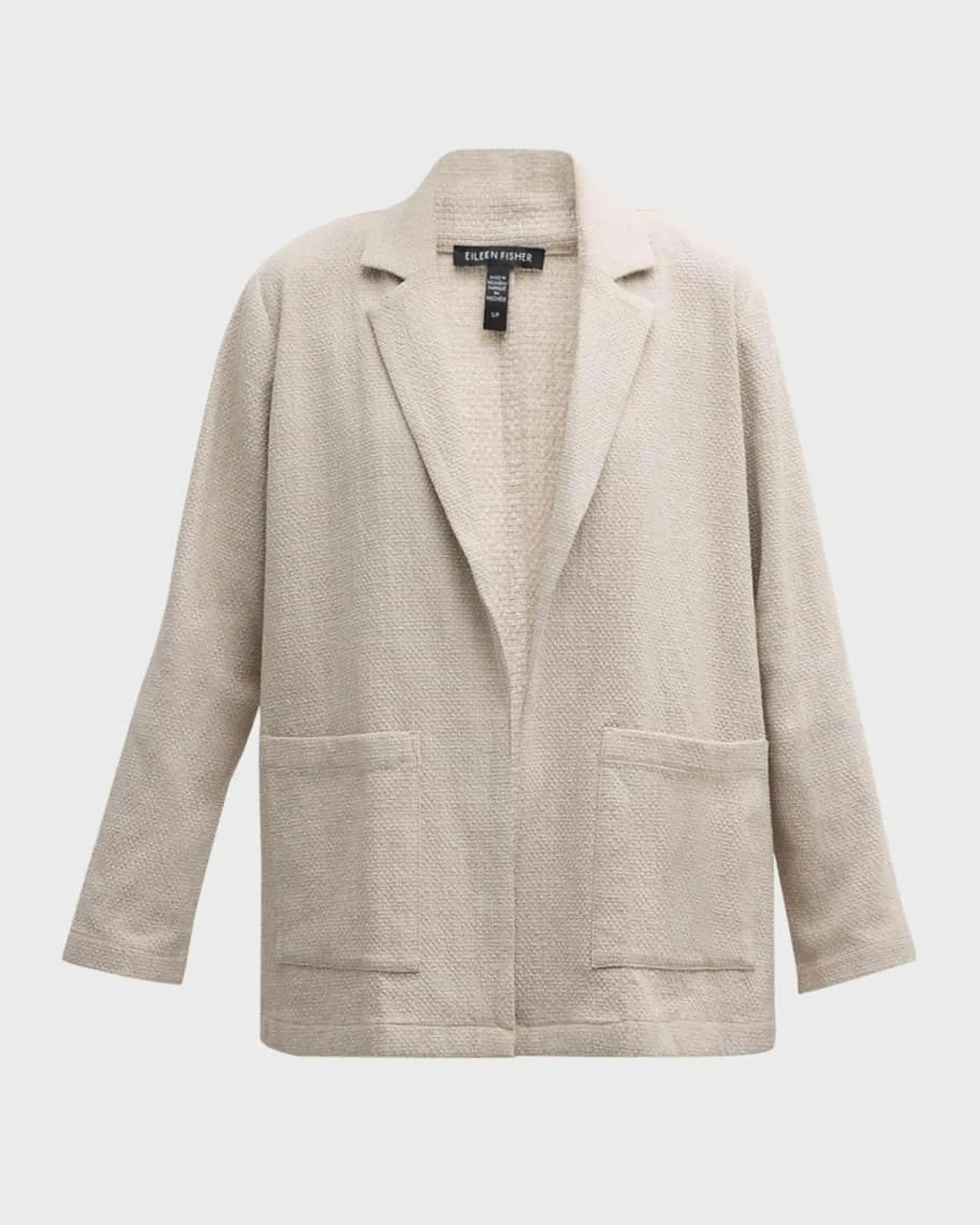 Petite Open-Front Organic Cotton Tweed Blazer