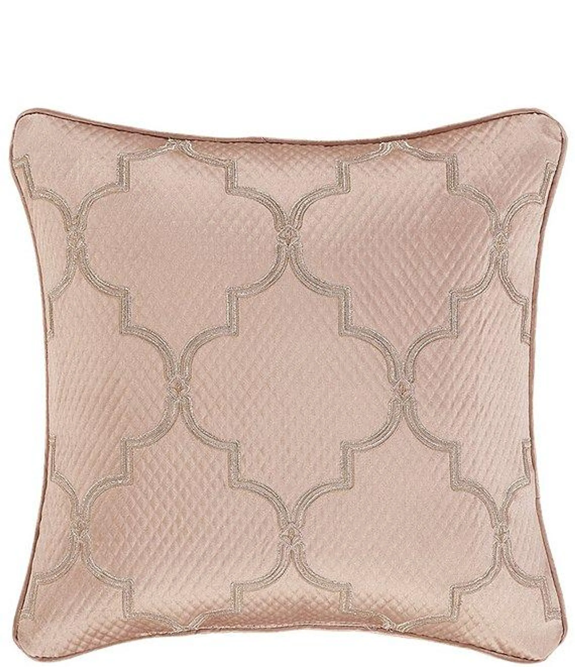 Rosewater Ogee Embroidered Reversible Square Pillow