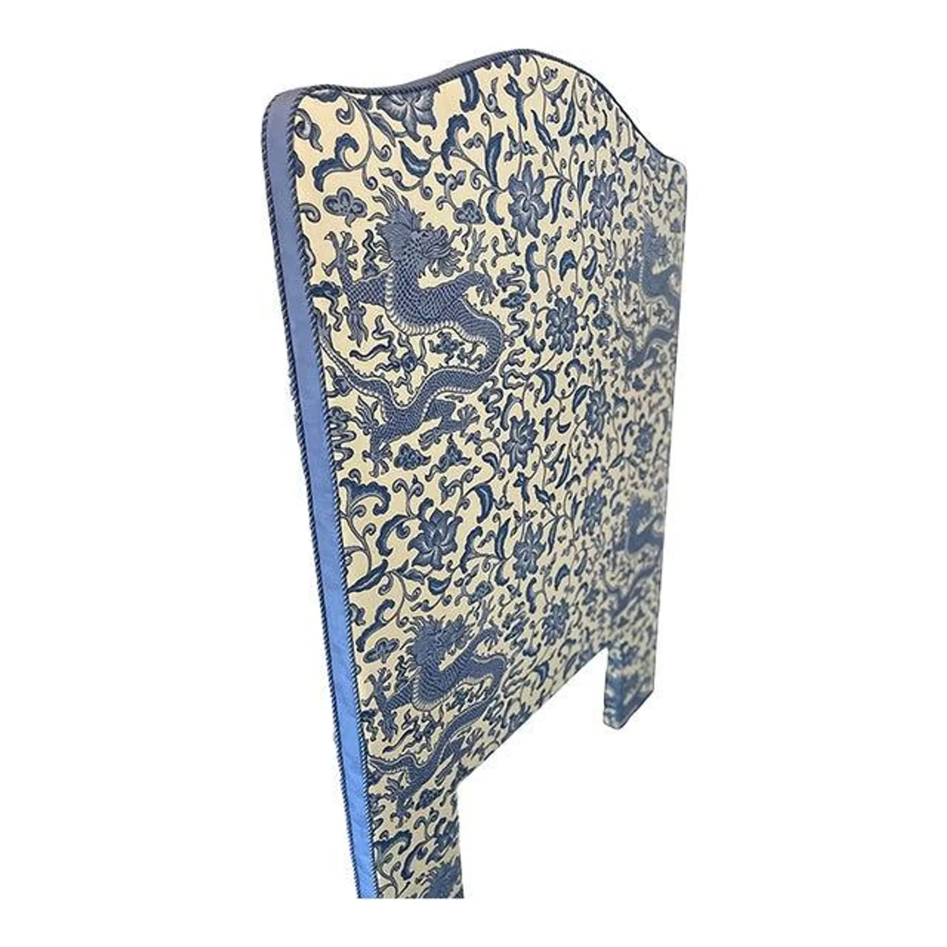 Chinoiserie Upholstered Wooden Twin Headboard