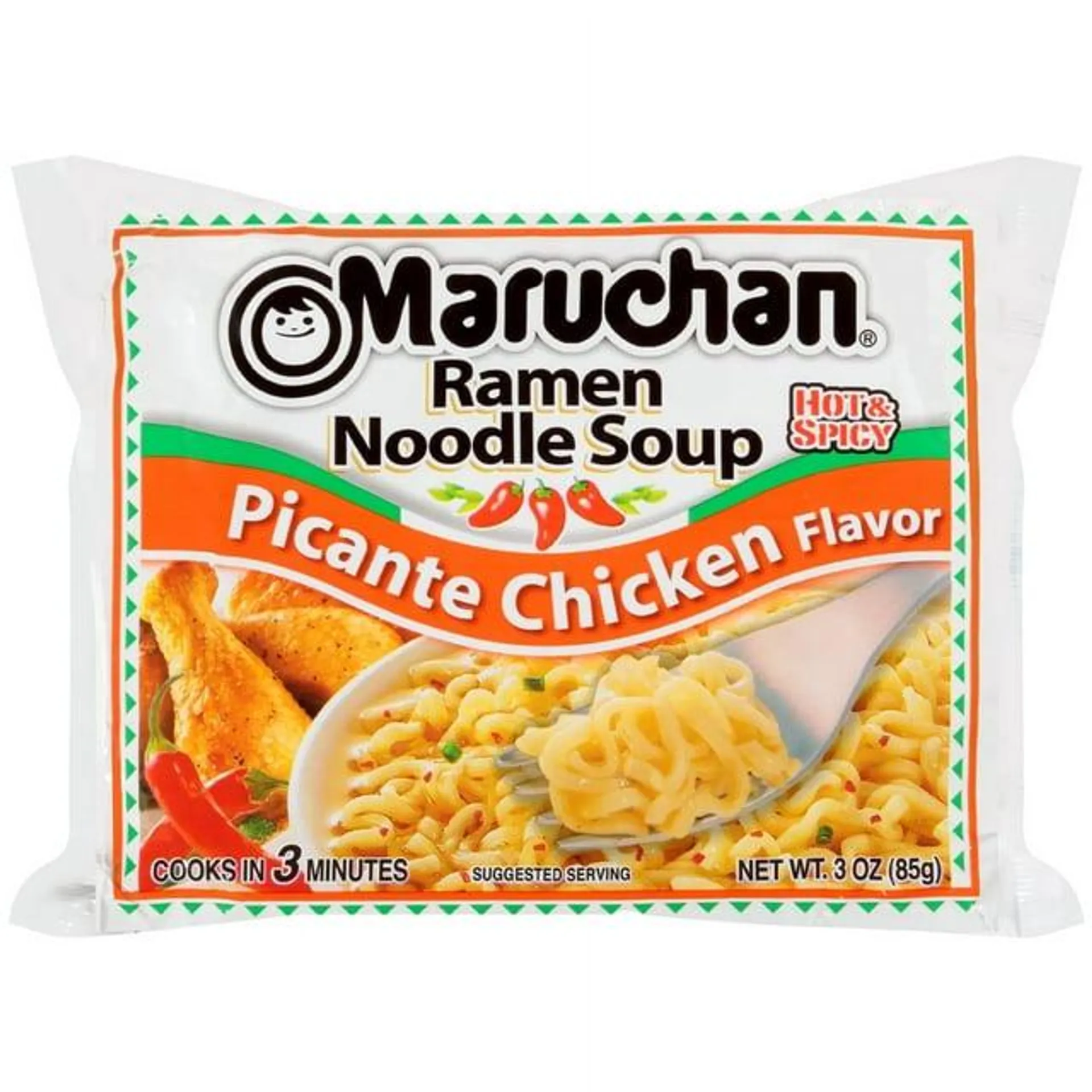 Maruchan Ramen Noodle Soup Picante Chicken Flavor, 3 oz Shelf Stable Package