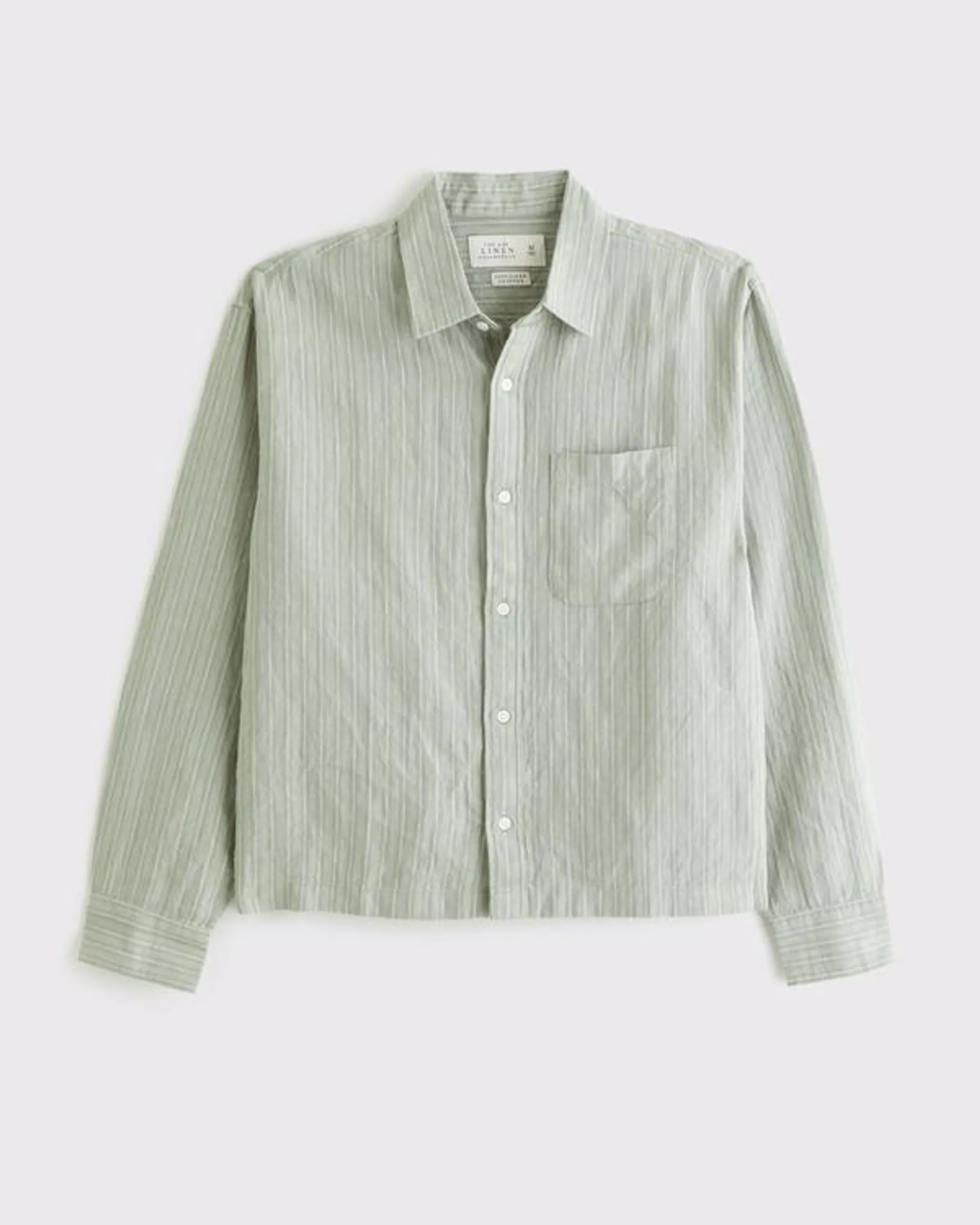 Cropped Linen Button-Up Shirt