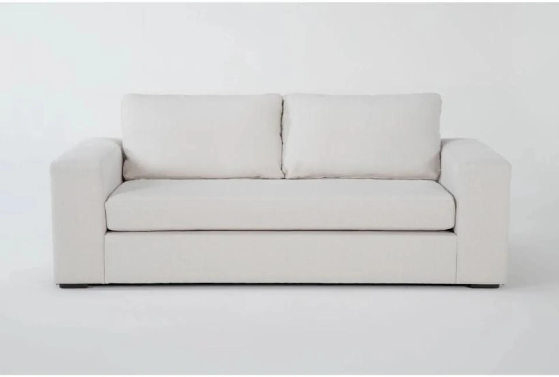 Isabella Sand White Fabric 84" Condo Sofa