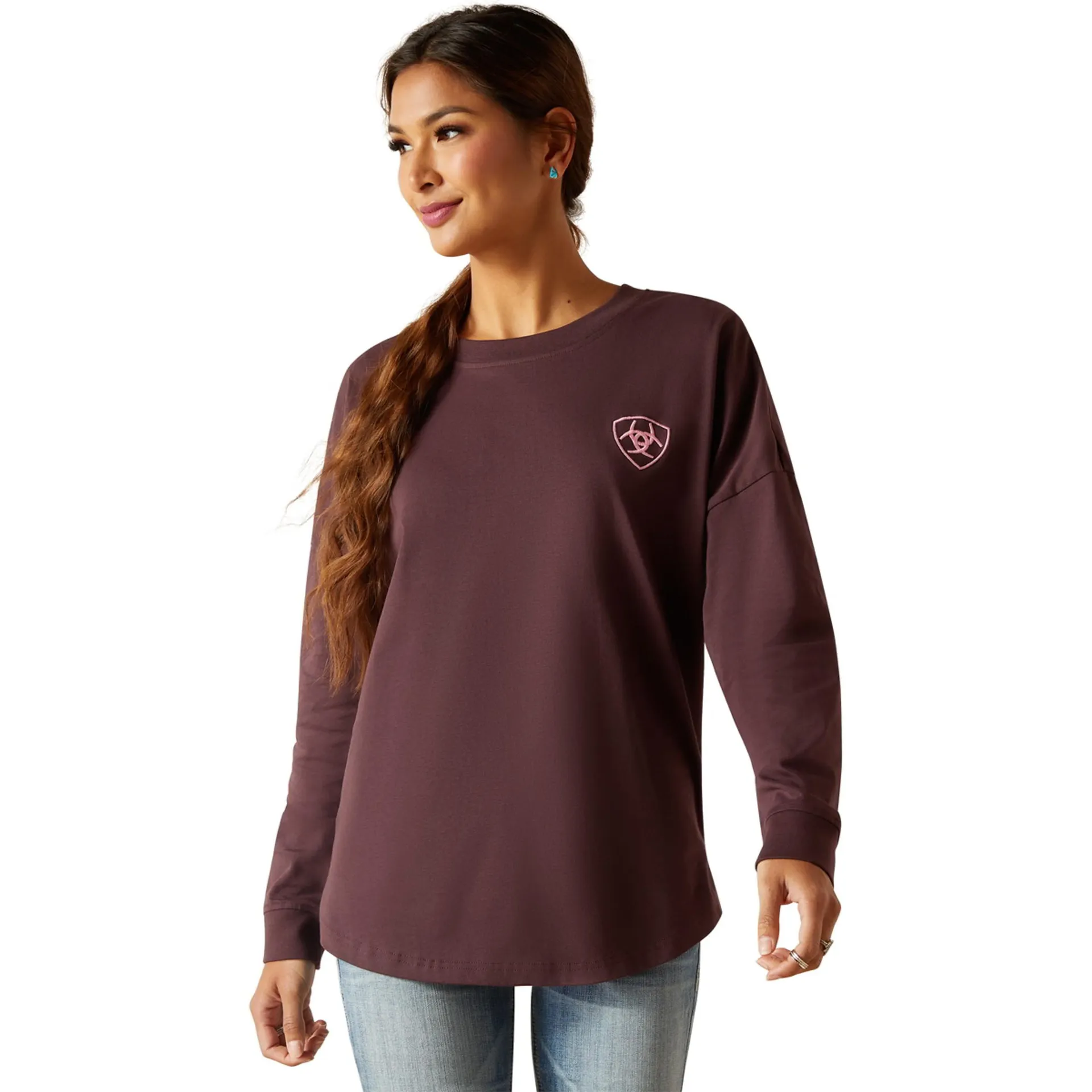 Ariat Womens Clove Brown Ariat Script Long Sleeve Tee