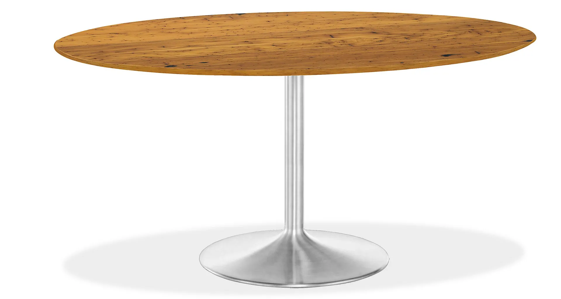 Aria 60w 37d Oval Dining Table w/Reclaimed Chestnut Top & Stainless Steel Base