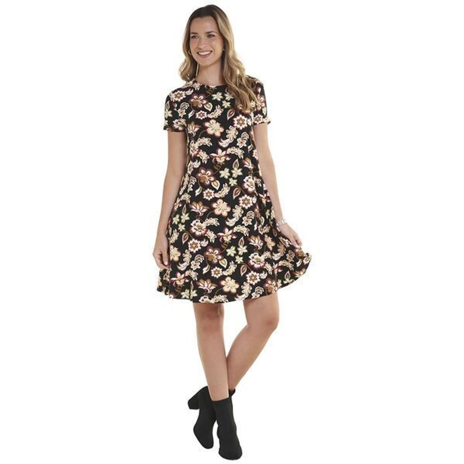 Womens Harlow & Rose Short Sleeve Vinatge Floral Shift Dress