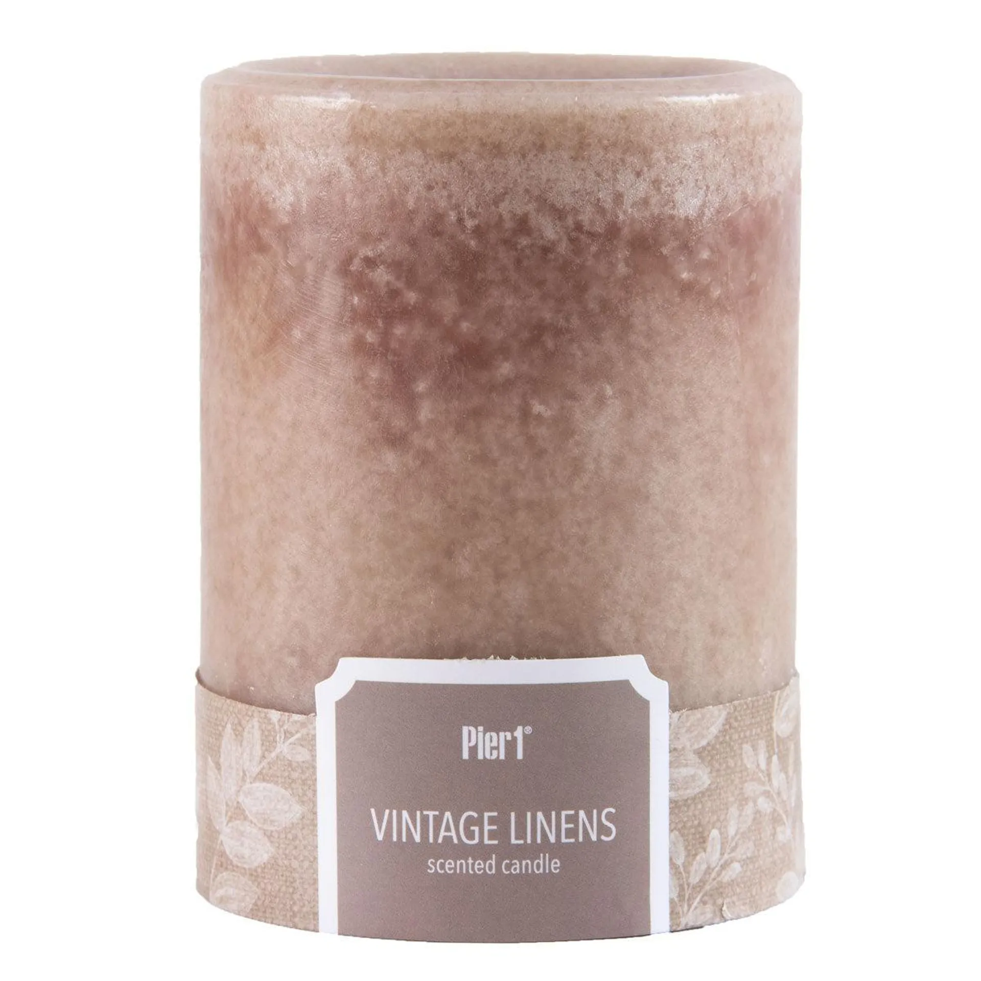 Pier 1 Vintage Linens Mottled 3x4 Pillar Candle