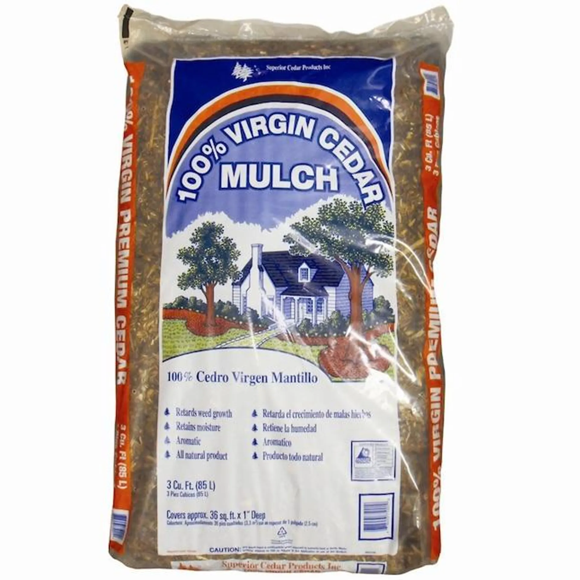 Superior Cedar Products 100% Virgin Cedar Mulch - 1-Year Color Guarantee - Retards Weed Growth - Retains Moisture - All Natural Organic Bagged Mulch