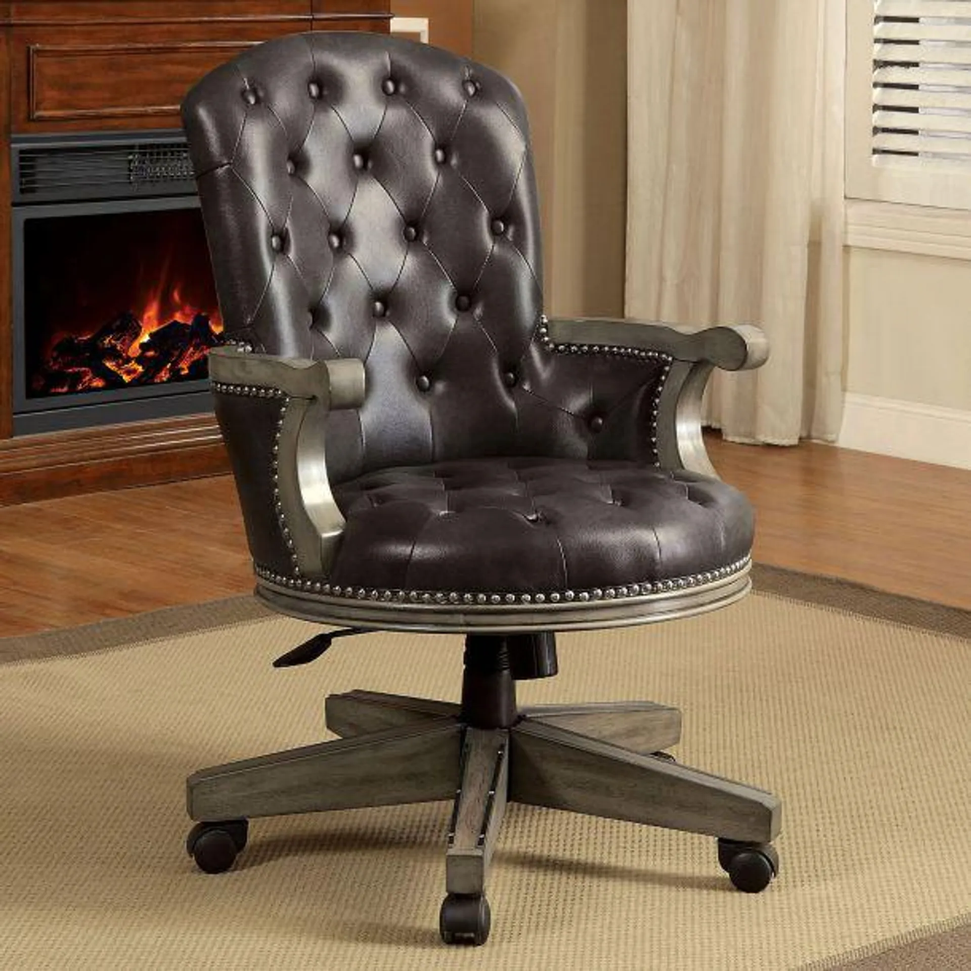 Yelena Height-Adjustable Arm Chair , Gray/Black