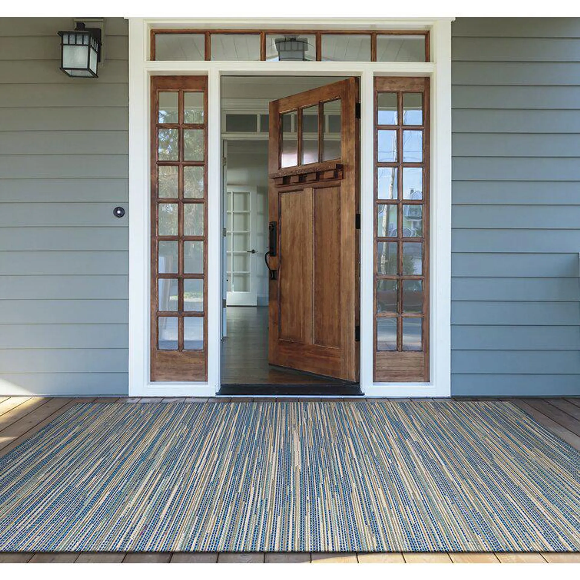 Victorine Striped Sand/Turquoise/Azure Indoor/Outdoor Area Rug