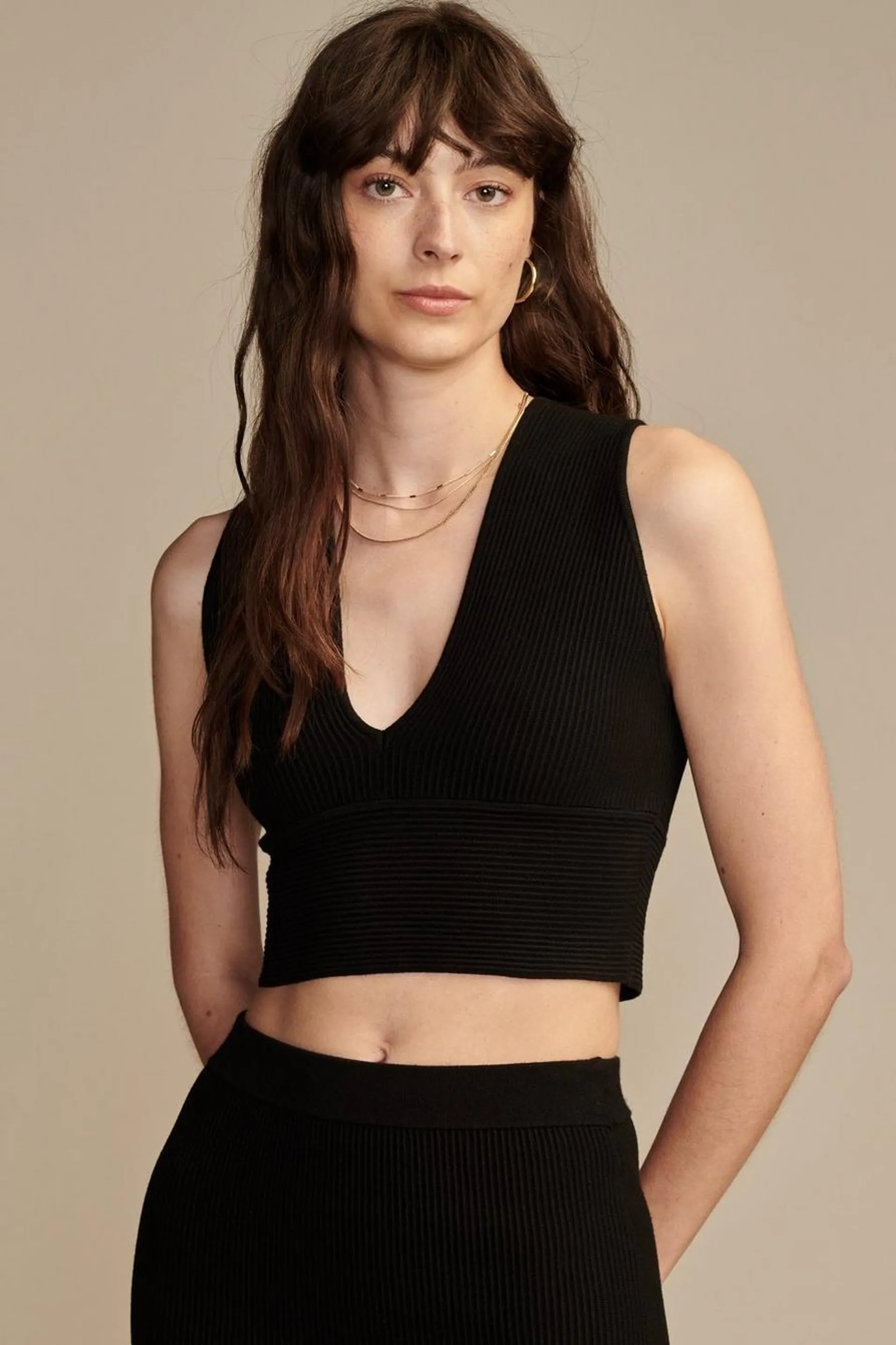 rib v-neck cropped tank