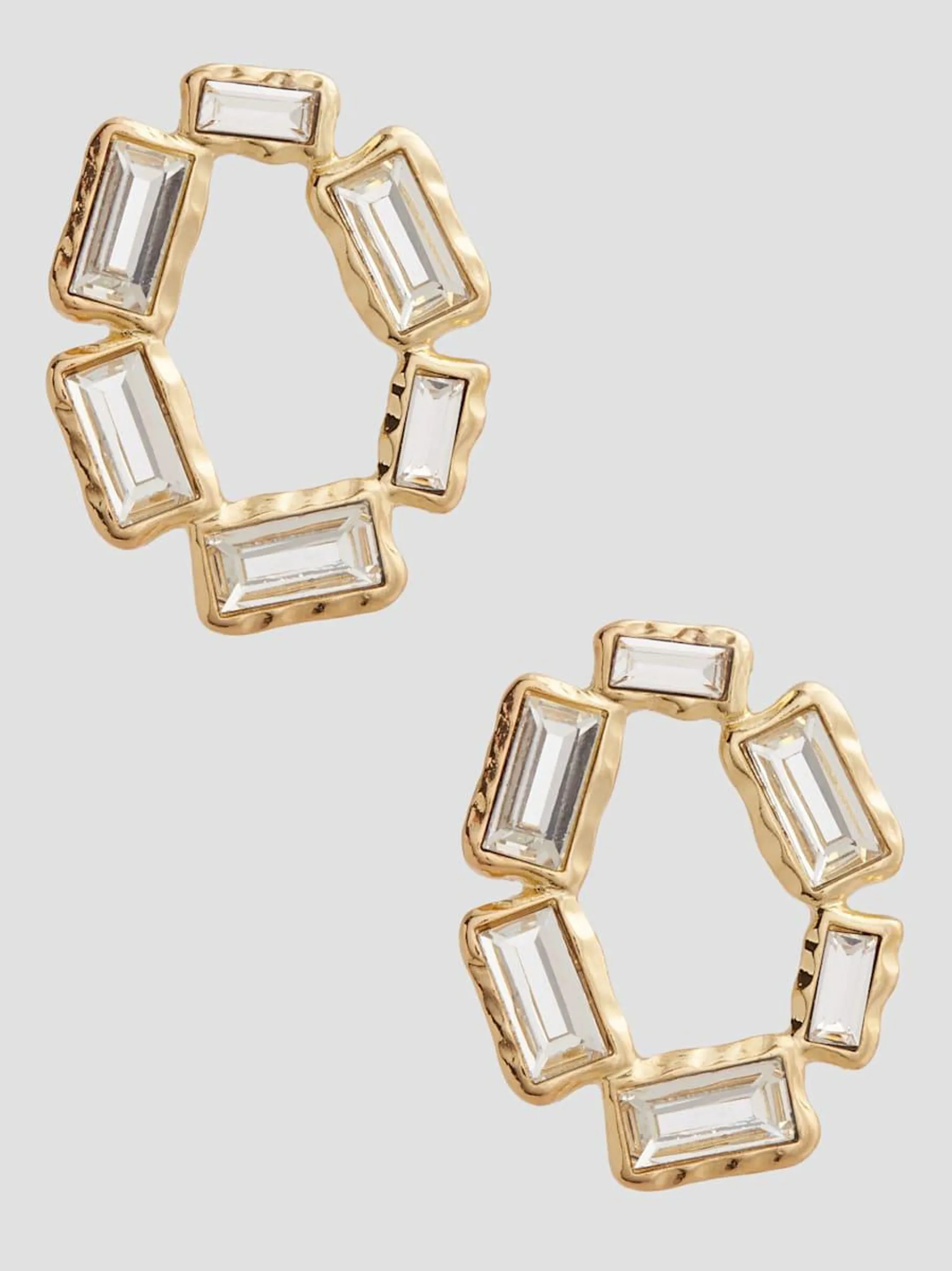 Gold-Tone Baguette Open Earrings