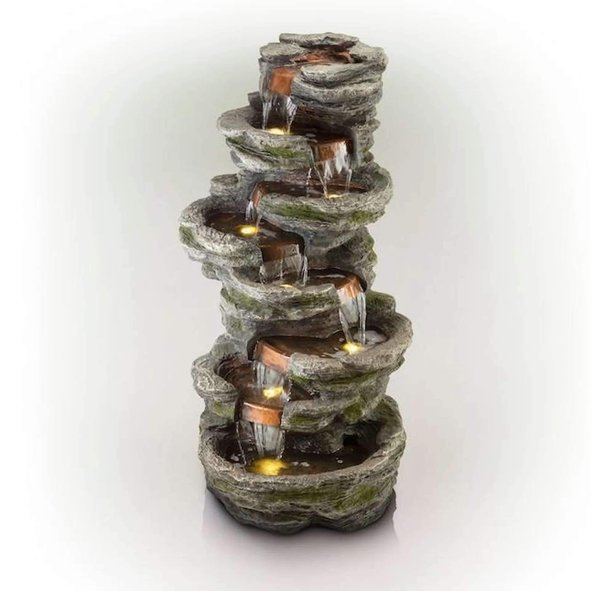 Alpine Corporation 58-in H Resin Tiered Outdoor Fountain Pump Included