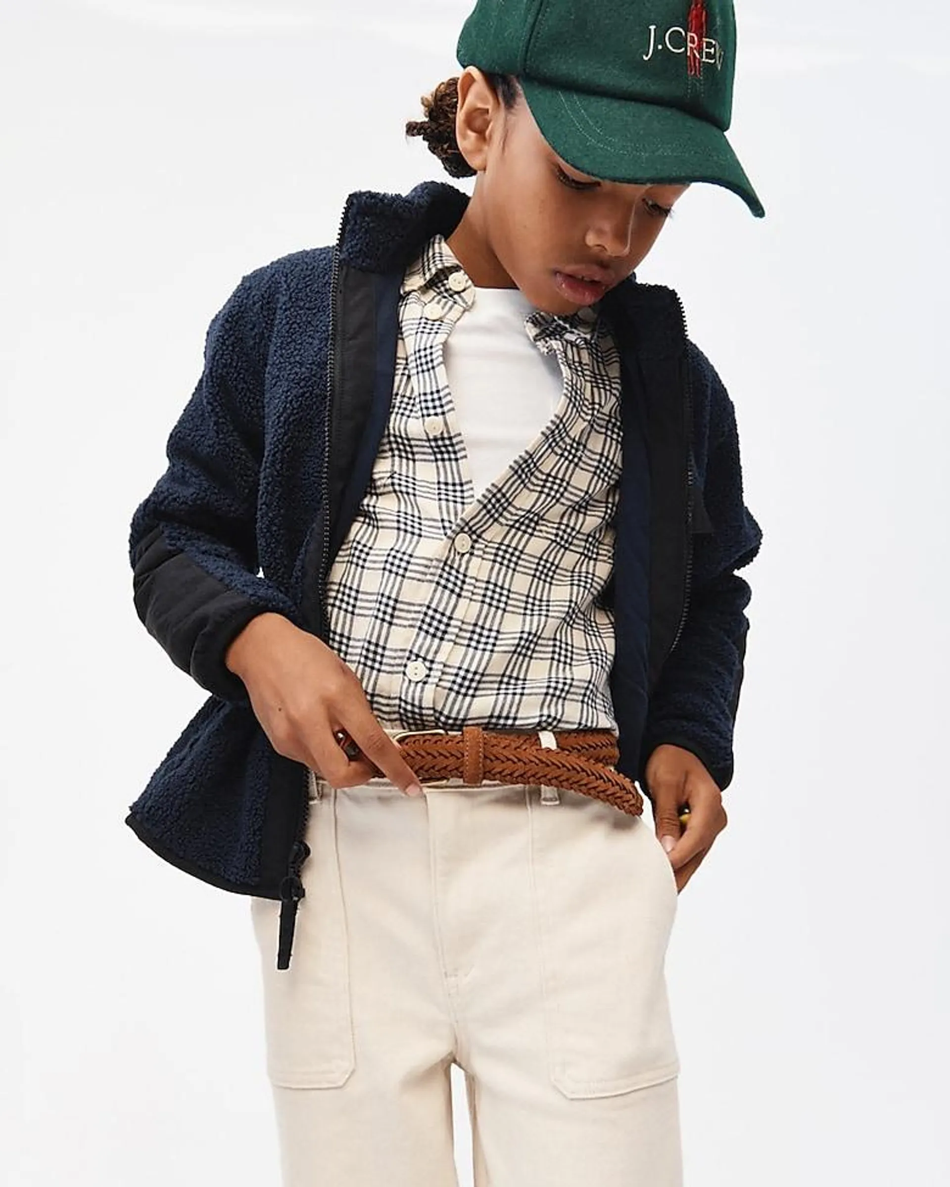 Kids' long-sleeve button-down in lightweight flannel