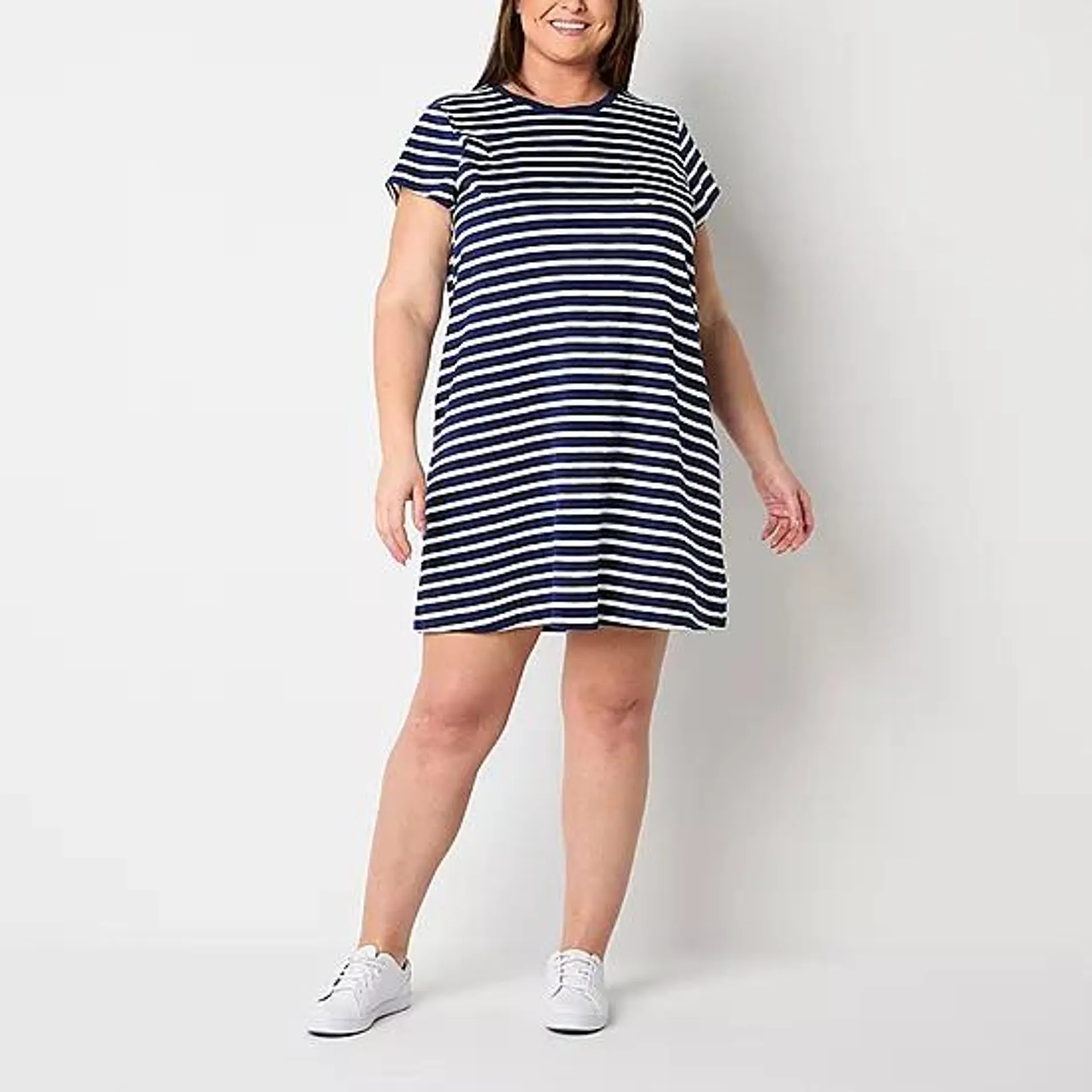 St. John's Bay Plus Short Sleeve Shirt Dress