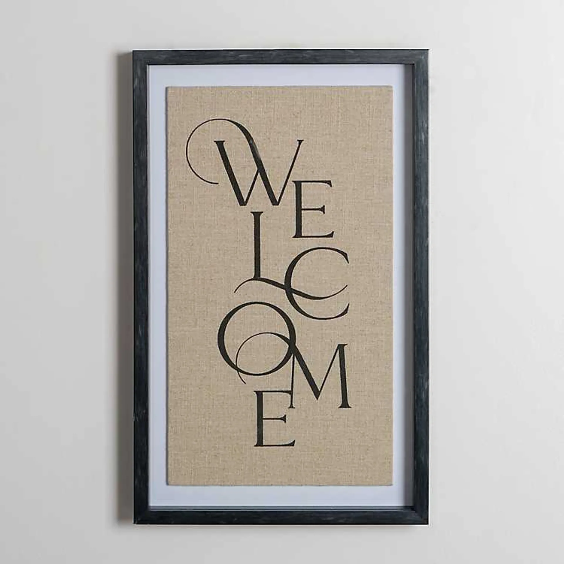 Welcome Linen Framed Wall Plaque