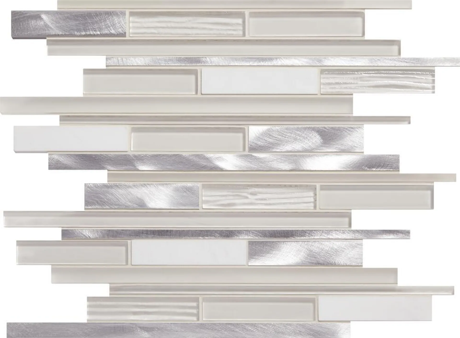 Mohawk® Eleganza Glacier Bay Random Strip 15 x 12 Stone and Glass Mosaic Tile