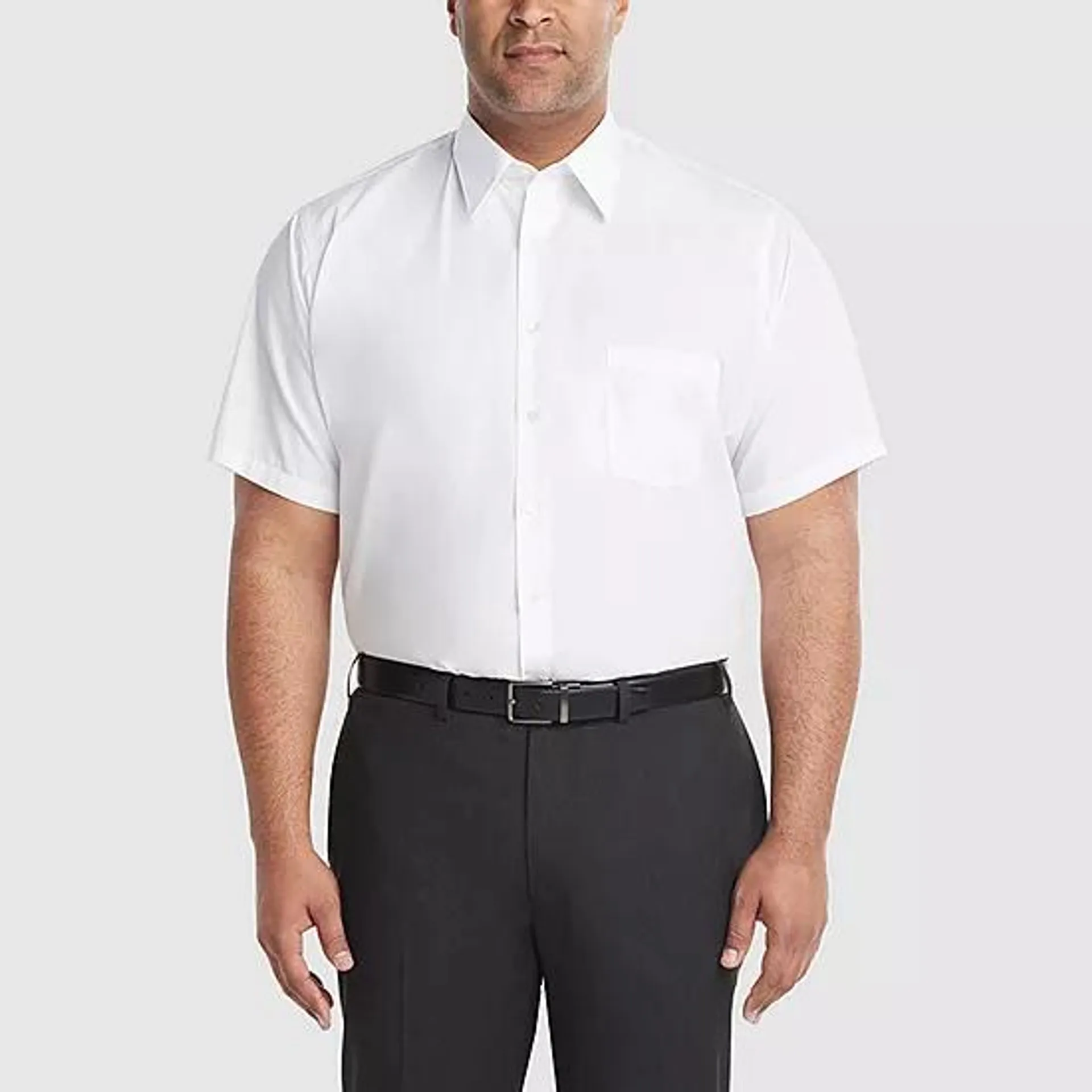 new! Van Heusen Big and Tall Easy-Care Poplin Mens Regular Fit Easy Care Short Sleeve Dress Shirt