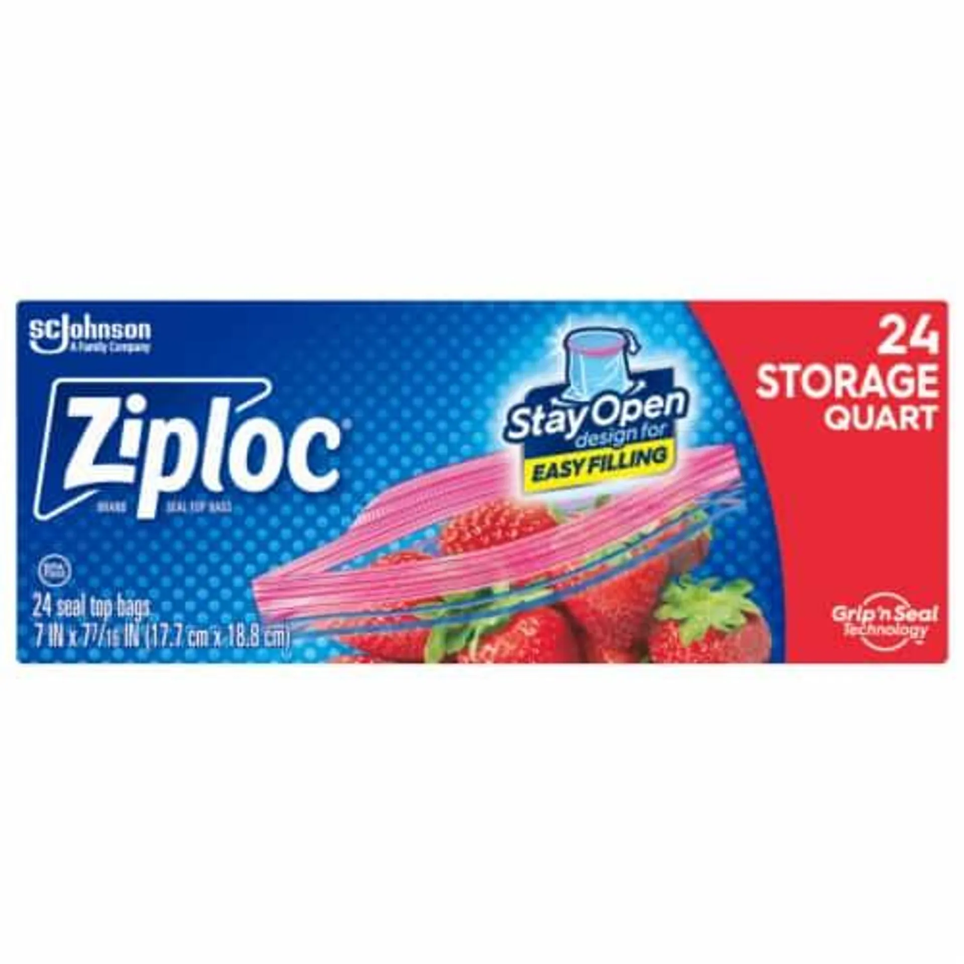 Ziploc® Grip N Seal™ Technology Quart Storage Bags with New Stay Open Design