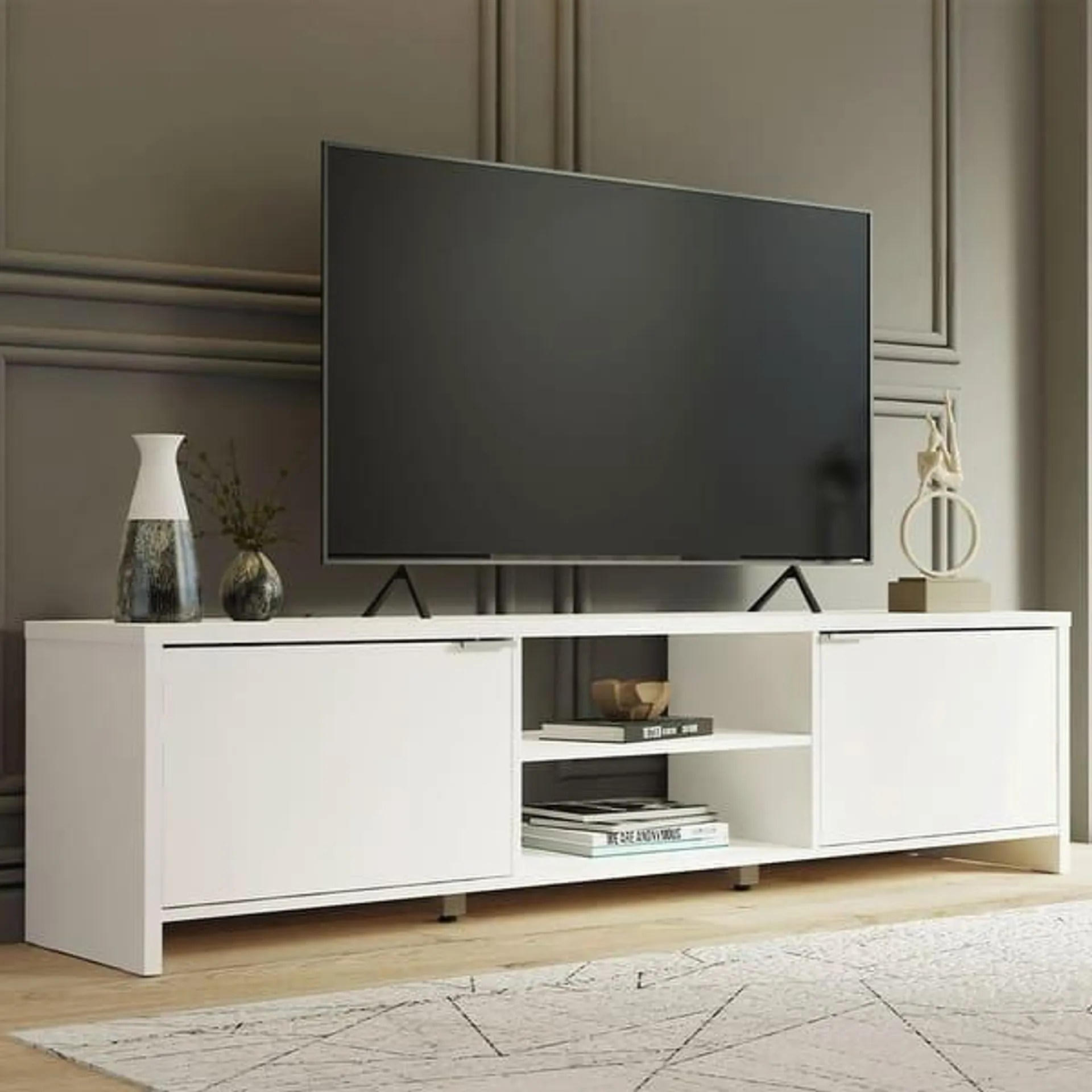 Madesa TV Stand 71 inch with Storage Space and Cable Management, TV Stand for 80 inch TV - 19" H x 15" D x 71" W - 80 inches