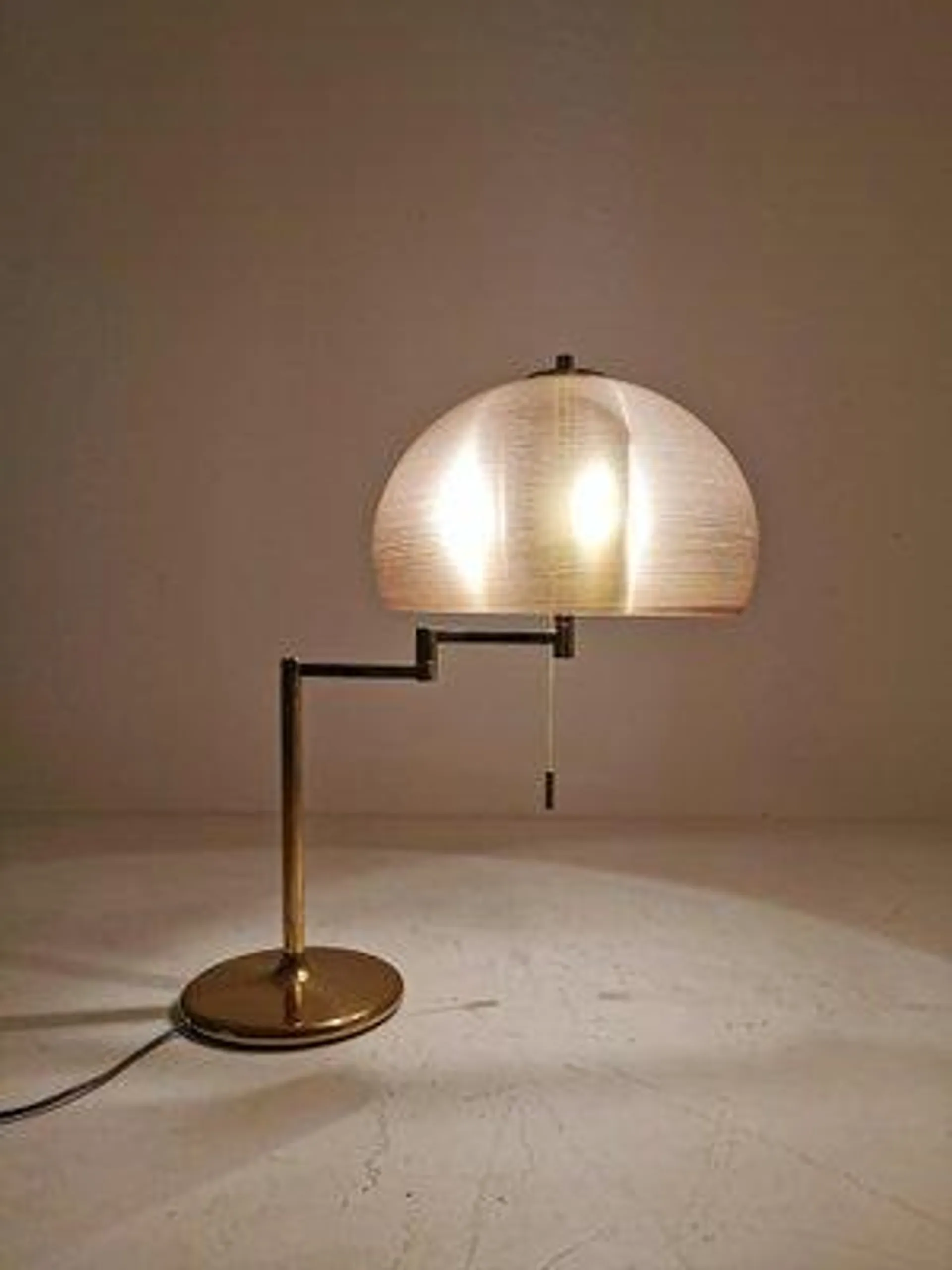 Large Mid-Century Swiss Brass Mushroom Table Lamp from Swisslamps, 1960s