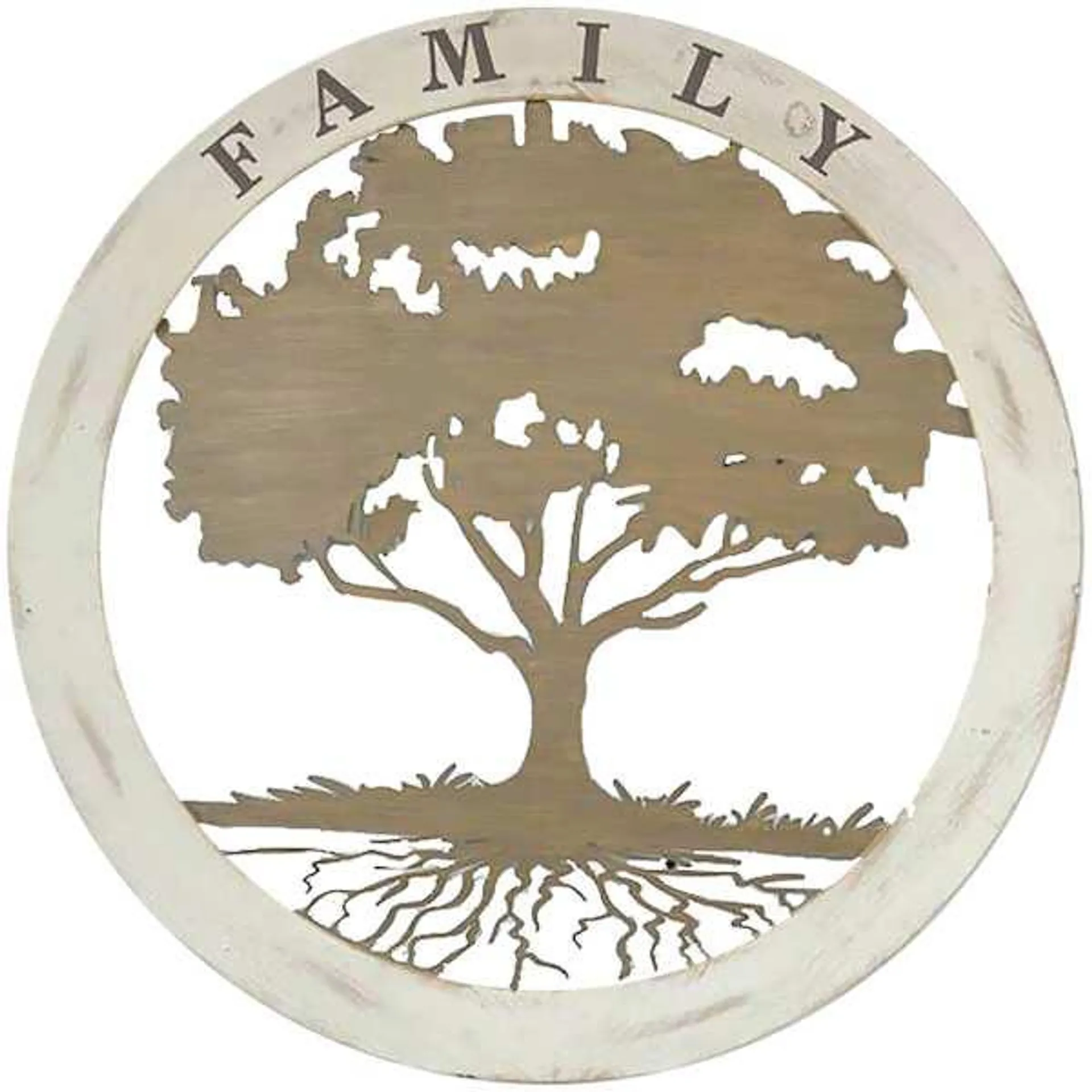 Bronze Metal Family Tree with Wood Frame Wall Art, 34"