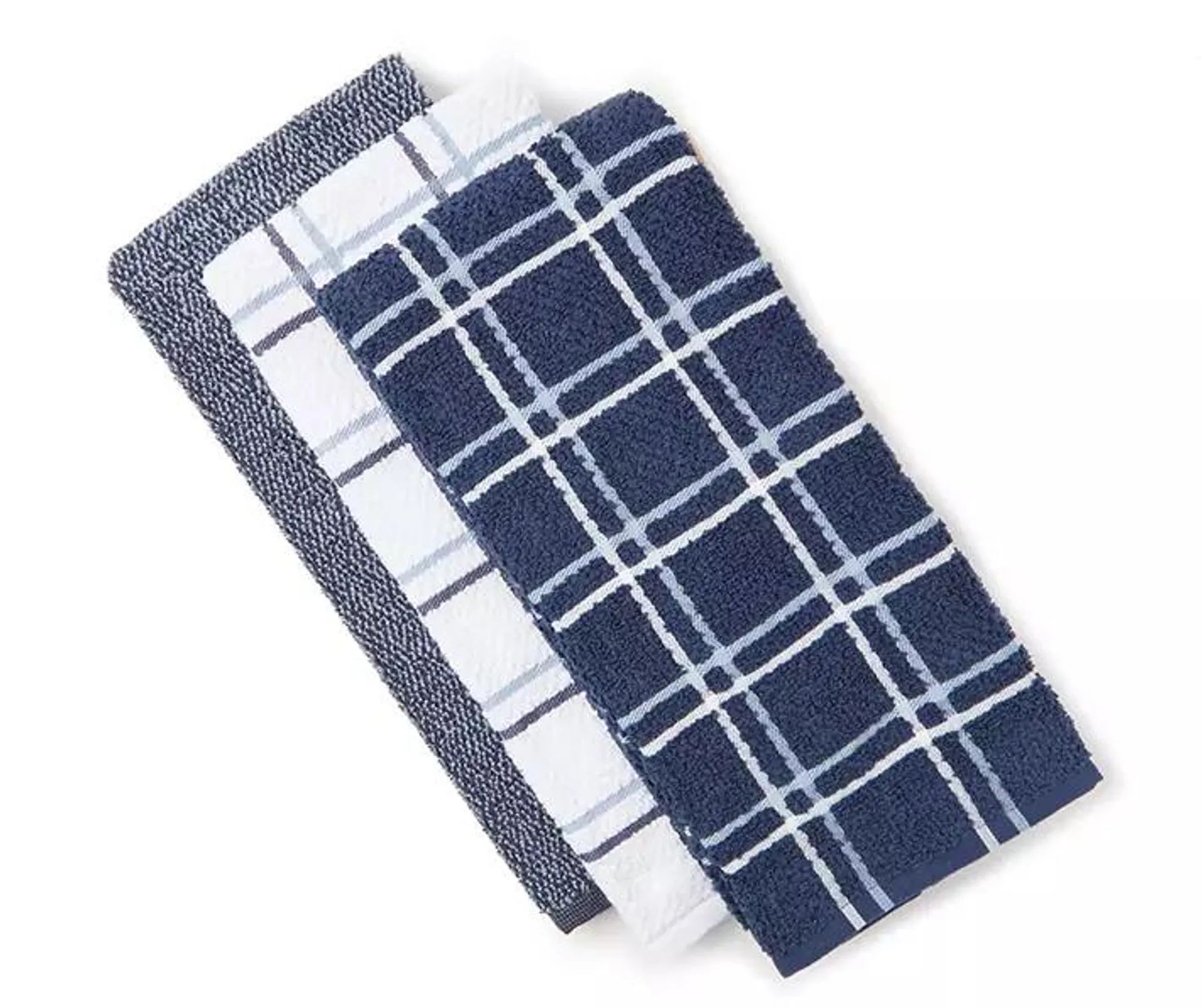 Navy Plaid 3-Piece Kitchen Towel Set