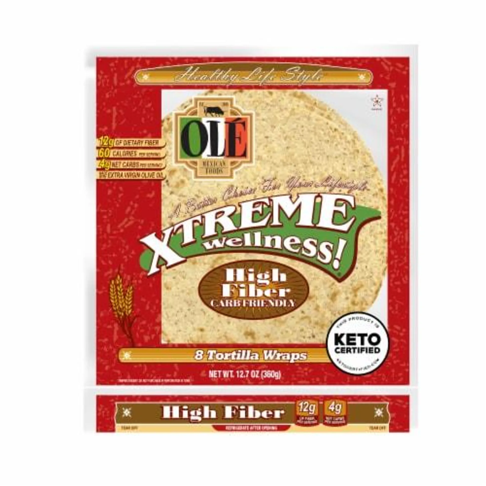 Olé Xtreme High Fiber Soft Taco Keto Certified Tortillas