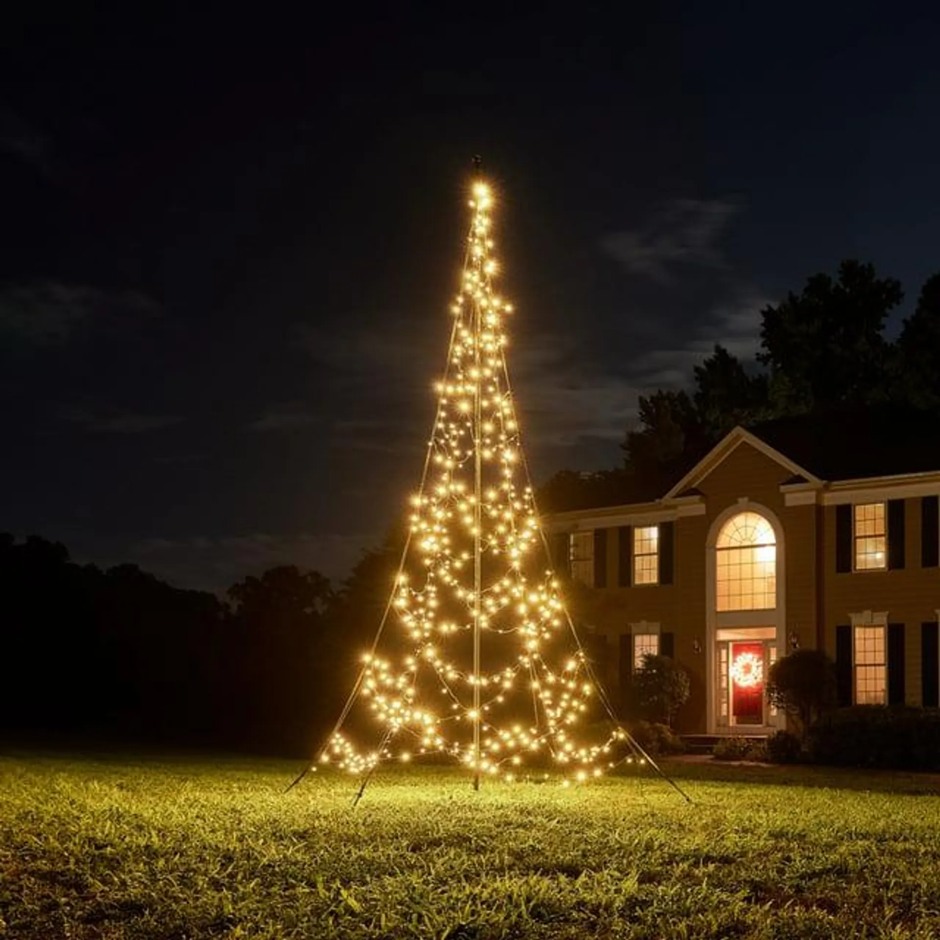 Fairybell Outdoor LED Christmas Tree (13FT 480 LED Lights) Pole Included, Easy Install, Warm White Color