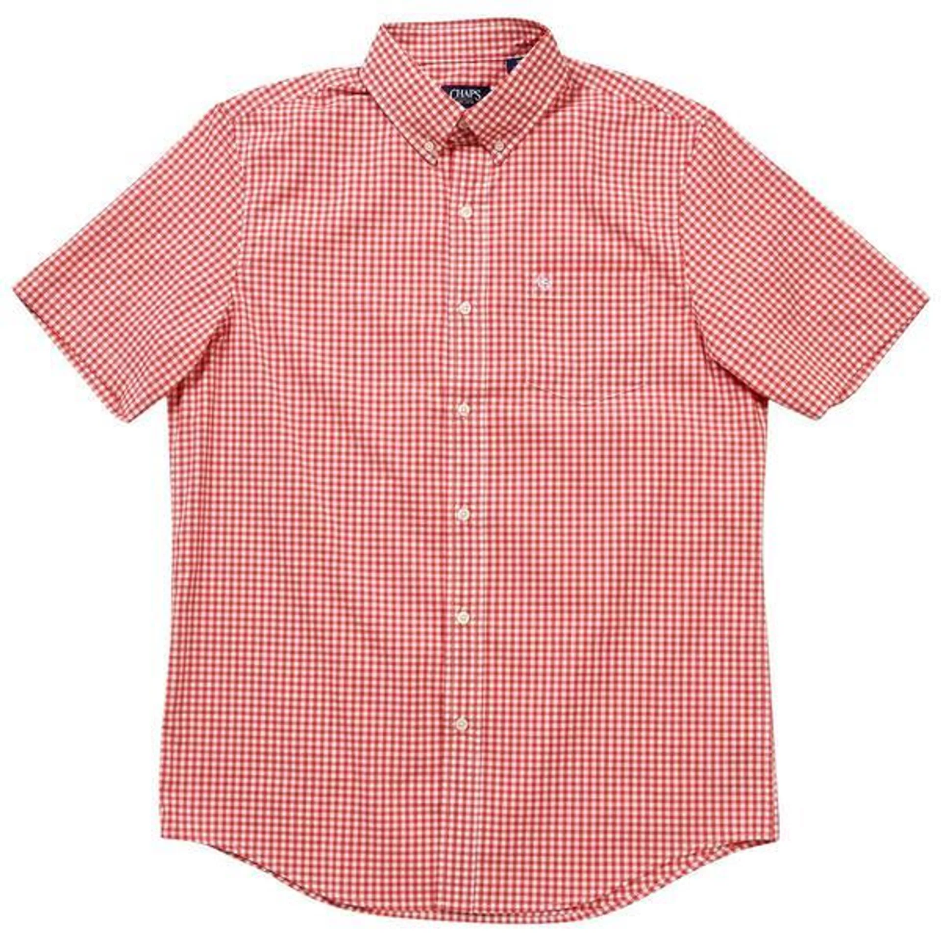 Mens Chaps Checkered Button Down Shirt - Poppy Red