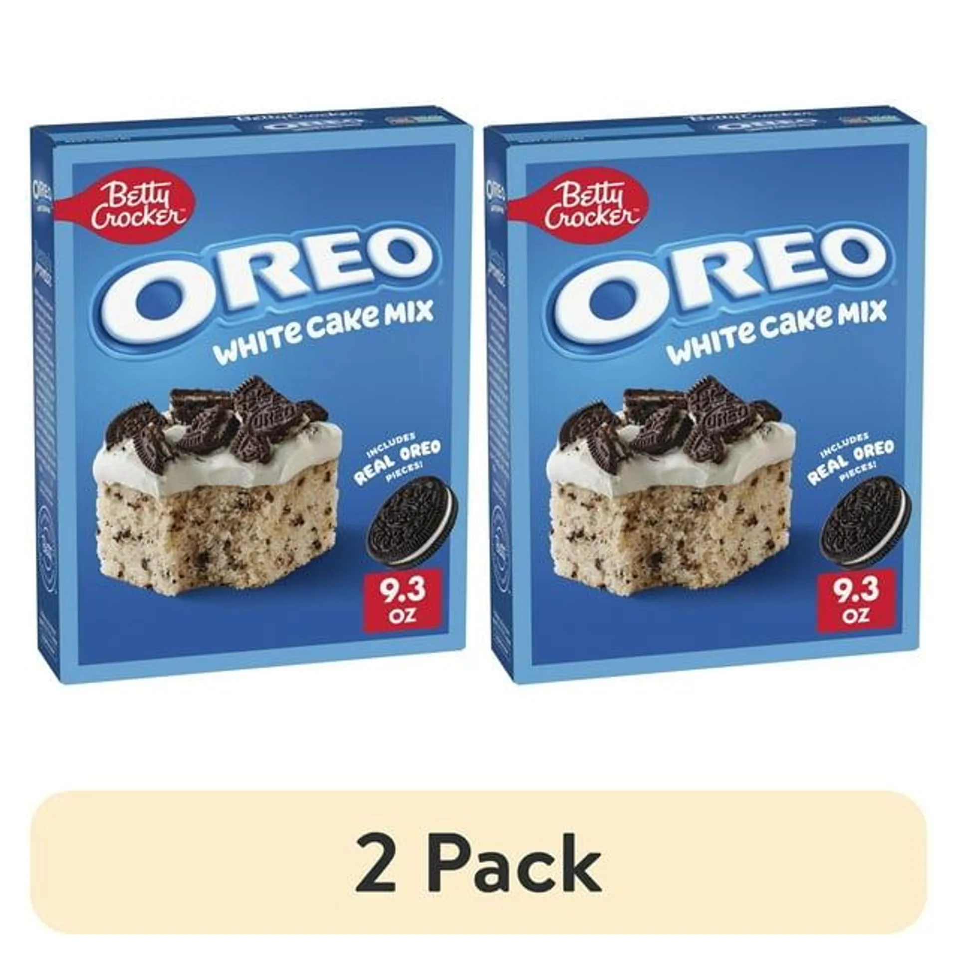 (2 pack) Betty Crocker OREO White Cake Mix, White Cake Baking Mix With OREO Cookie Pieces, 9.3 oz