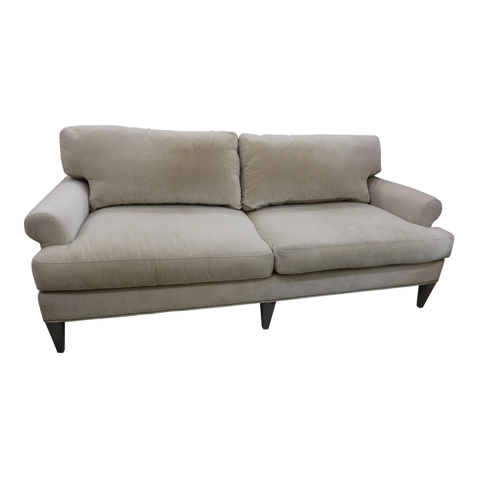 Lillian August Traditional Rolled Arm Sofa in Cream Velvet