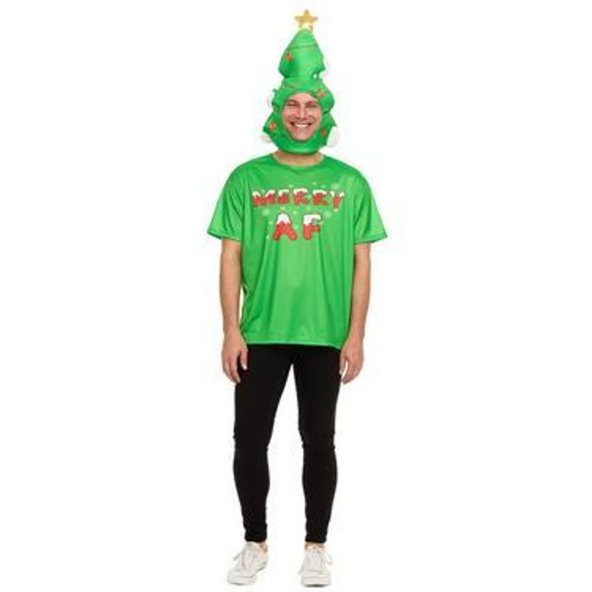 Adult Christmas Tree T-shirt & Mask Costume Accessory Kit