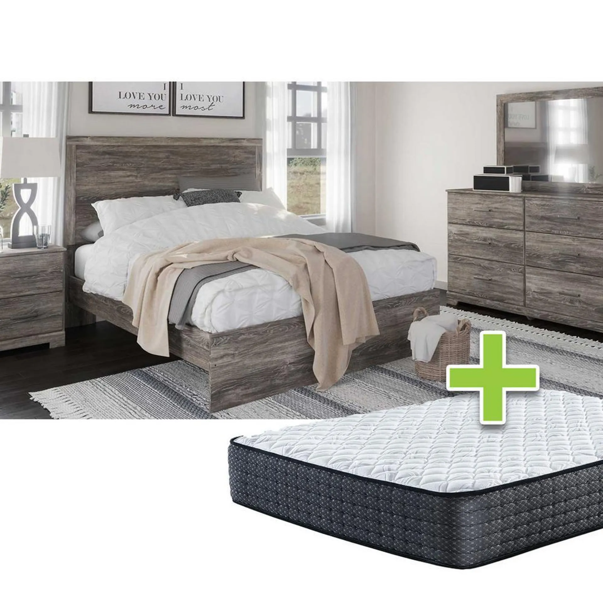 6 - Piece Ralinski Queen Bedroom Set with 12" Upland Premium Better Tight Top Firm Mattress