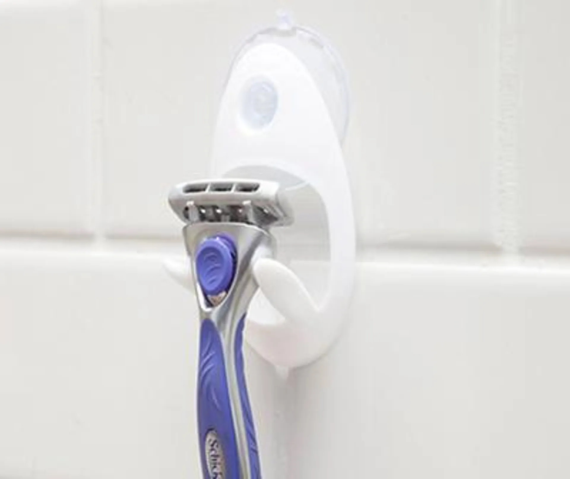 White Razor Holder with Suction Cup