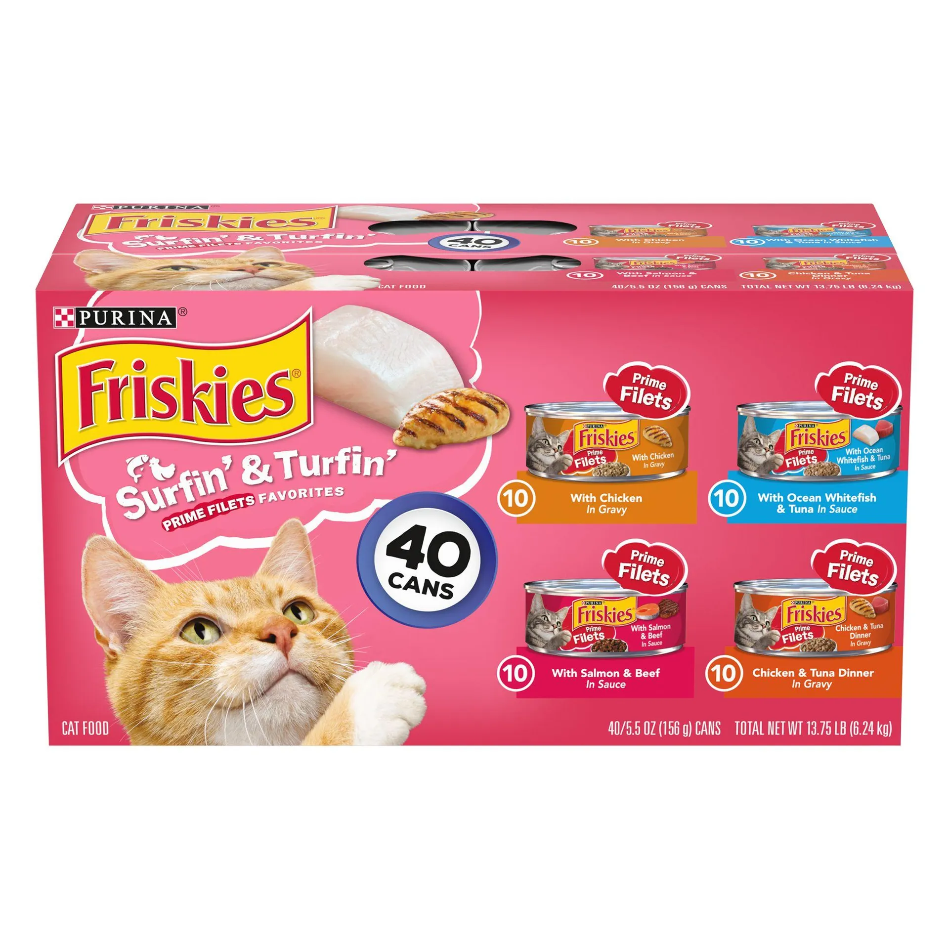 Purina® Friskies® Surfin' & Turfin' Adult Cat Wet Food - Variety Pack, 40 CT, 220 OZ