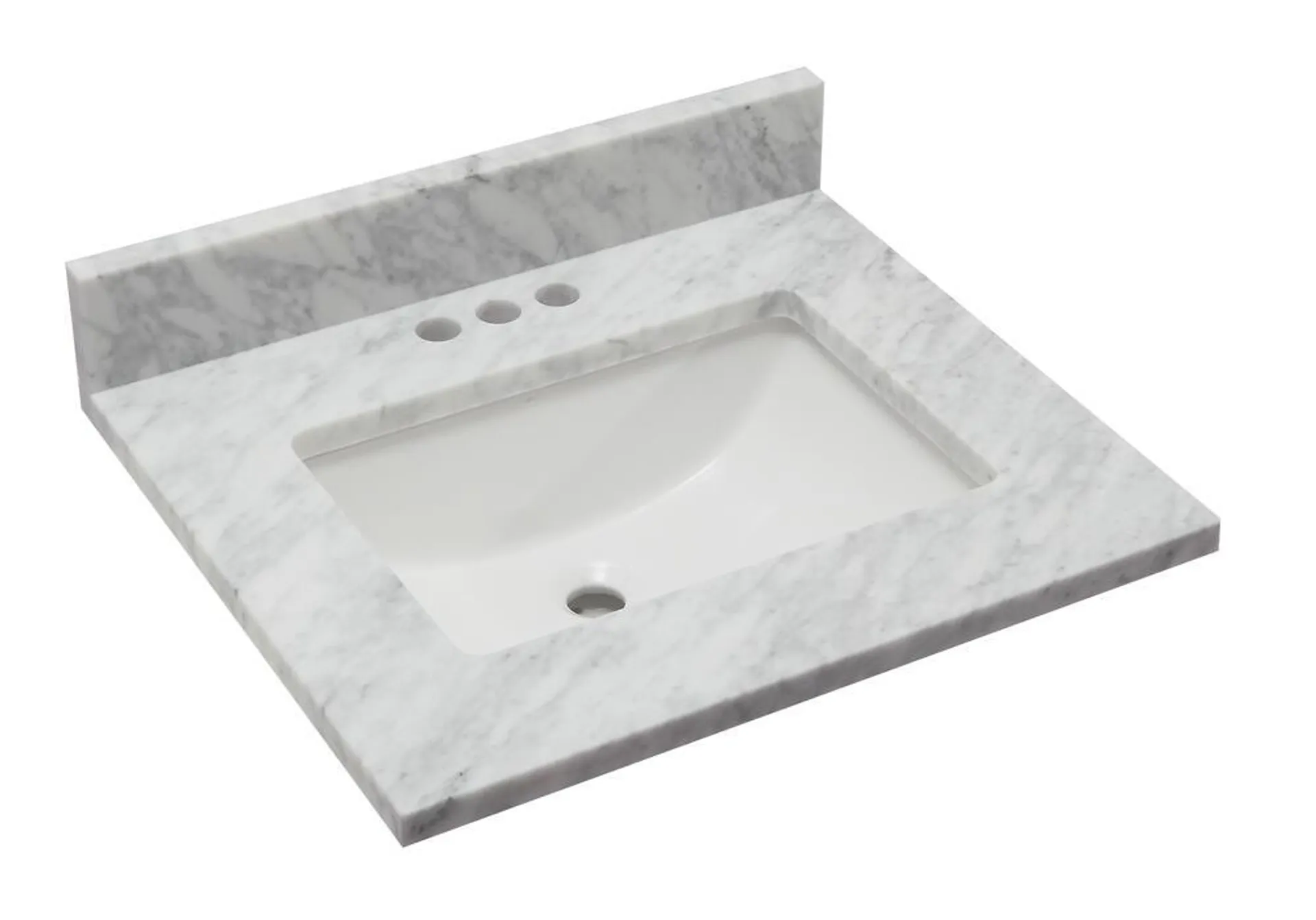 Tuscany® 25"W x 22"D Carrara Marble Vanity Top with Wave Rectangular Undermount Bowl