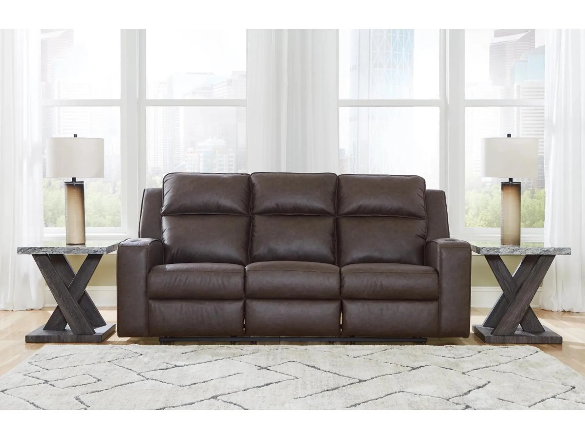 Lavenhorne Manual Reclining Sofa with Drop Down Table