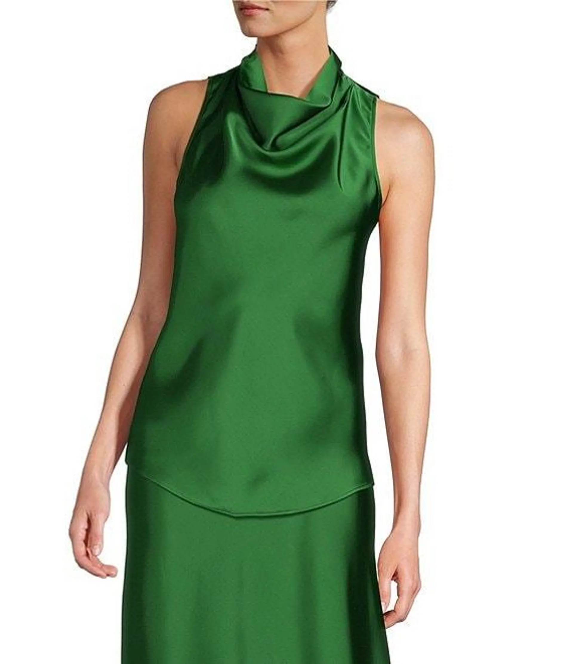 Bailey Halter Neck Drapey Satin Sleeveless Blouse