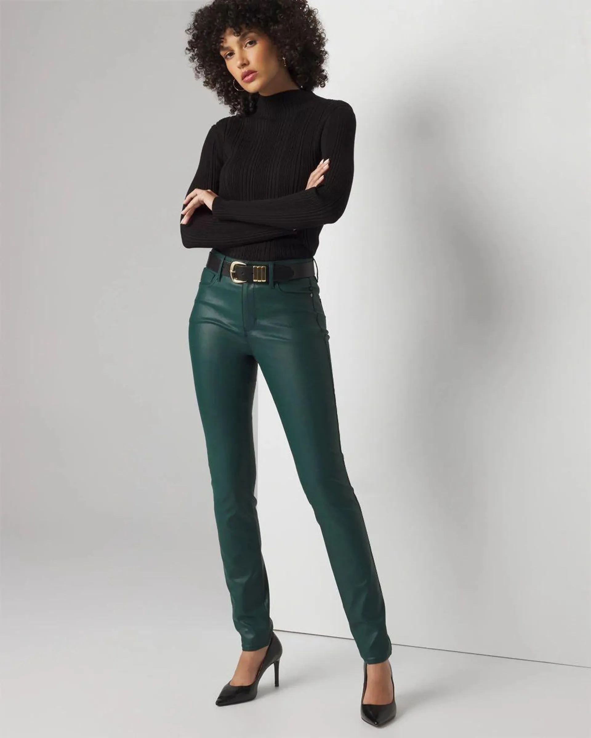 High-Rise Coated Skinny Jeans