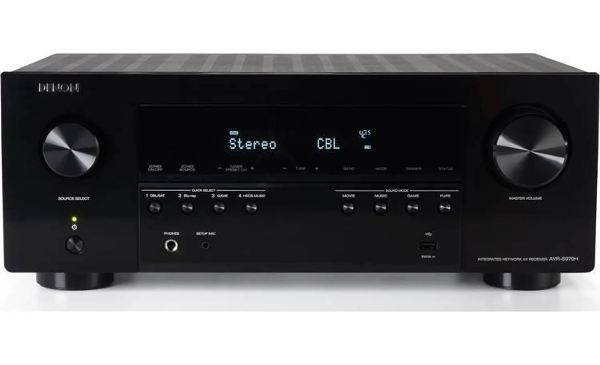 Denon AVR-S970H 7.2-channel home theater receiver with Dolby Atmos®, Bluetooth®, Apple AirPlay® 2, and Amazon Alexa compatibility