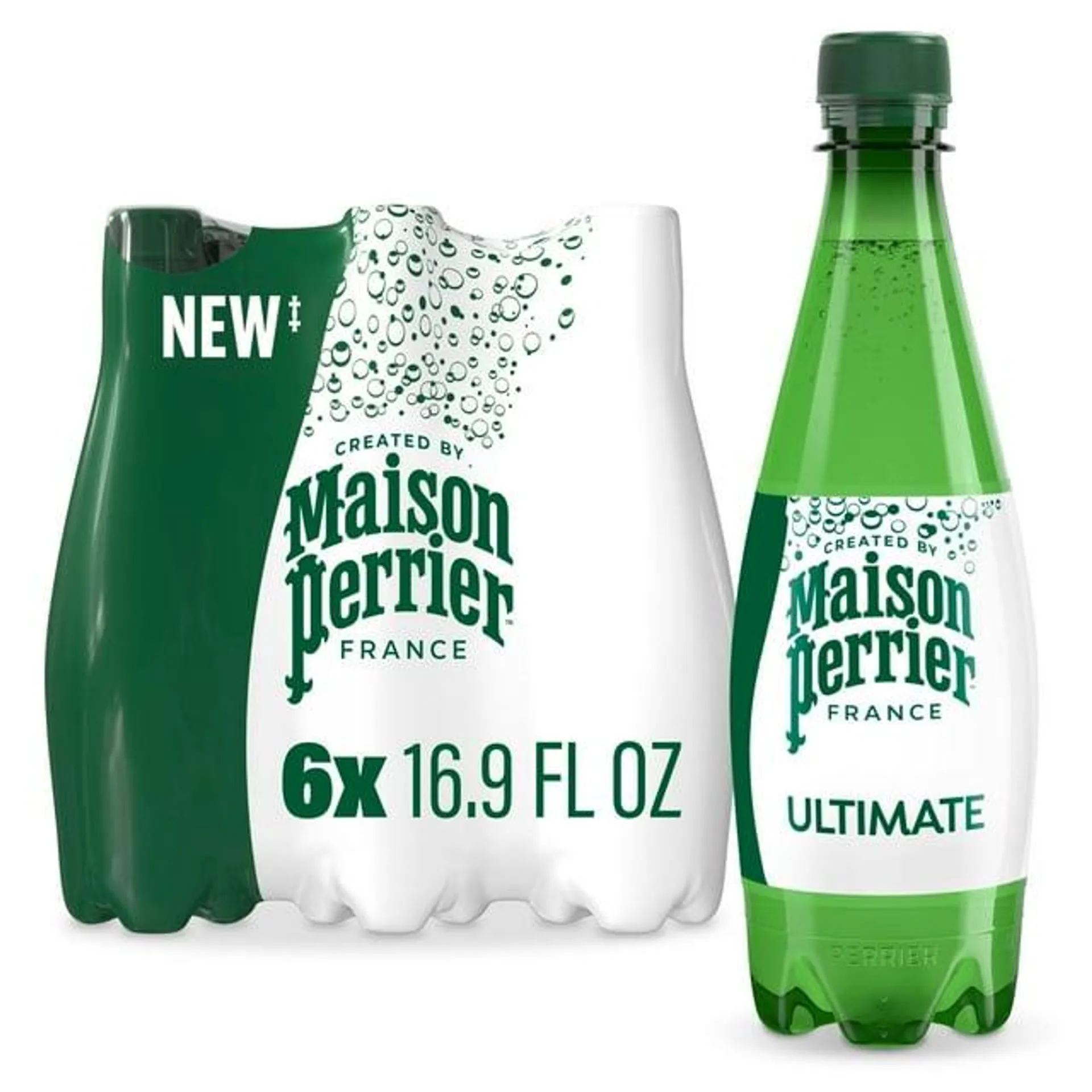 Maison Perrier Unflavored Ultimate Sparkling Water, 101.4 fl oz, 6 Pack Plastic Bottles