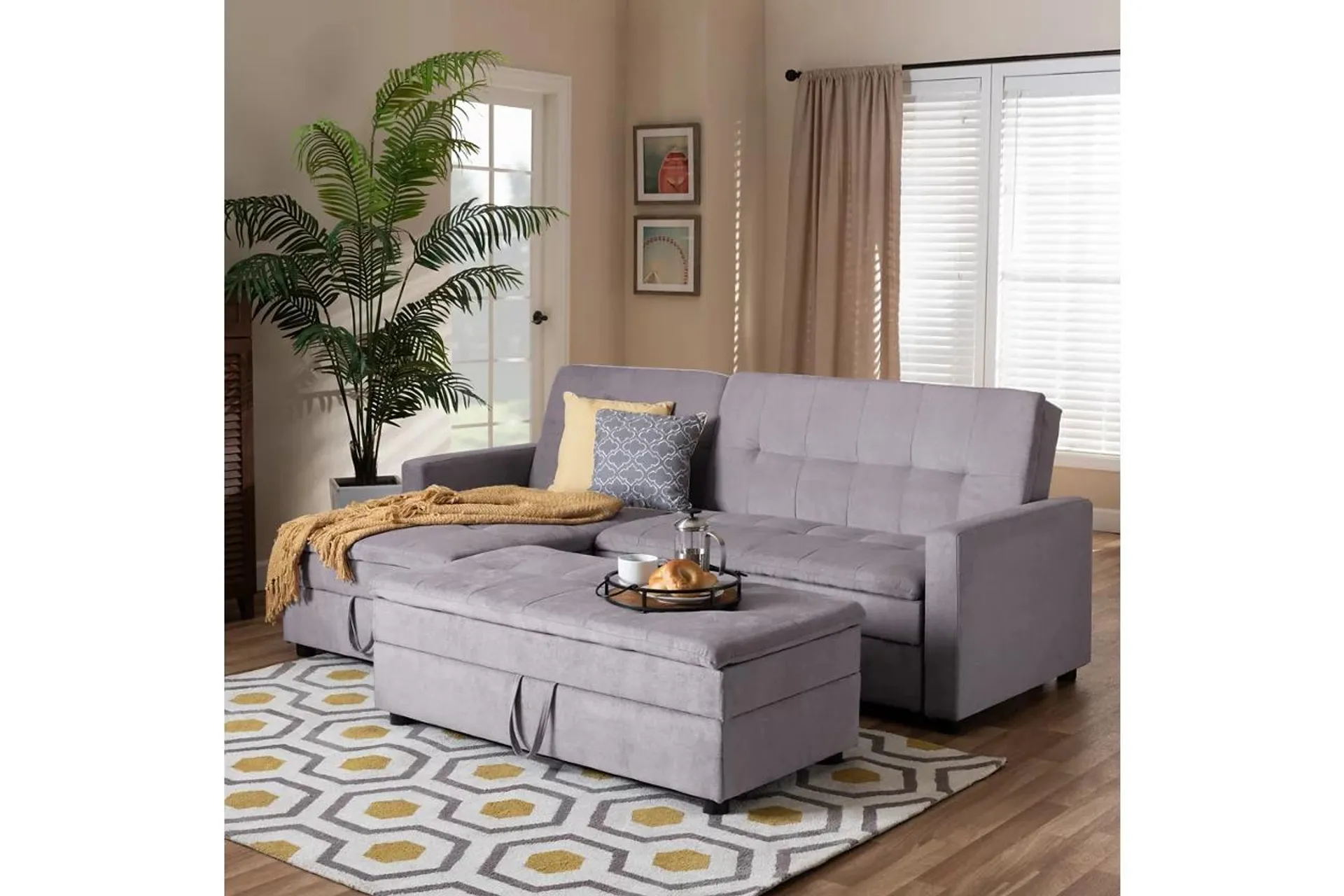 Baxton Studio Noa Modern Sleeper Sofa with Ottoman