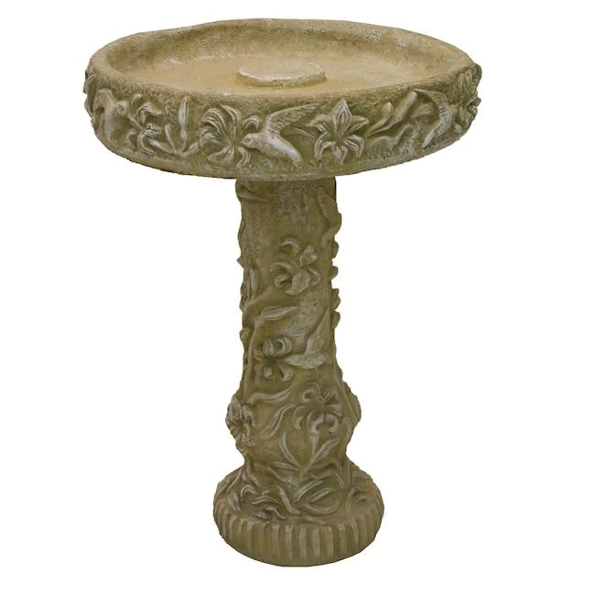 27-in H Desert Sand Concrete Complete Birdbath