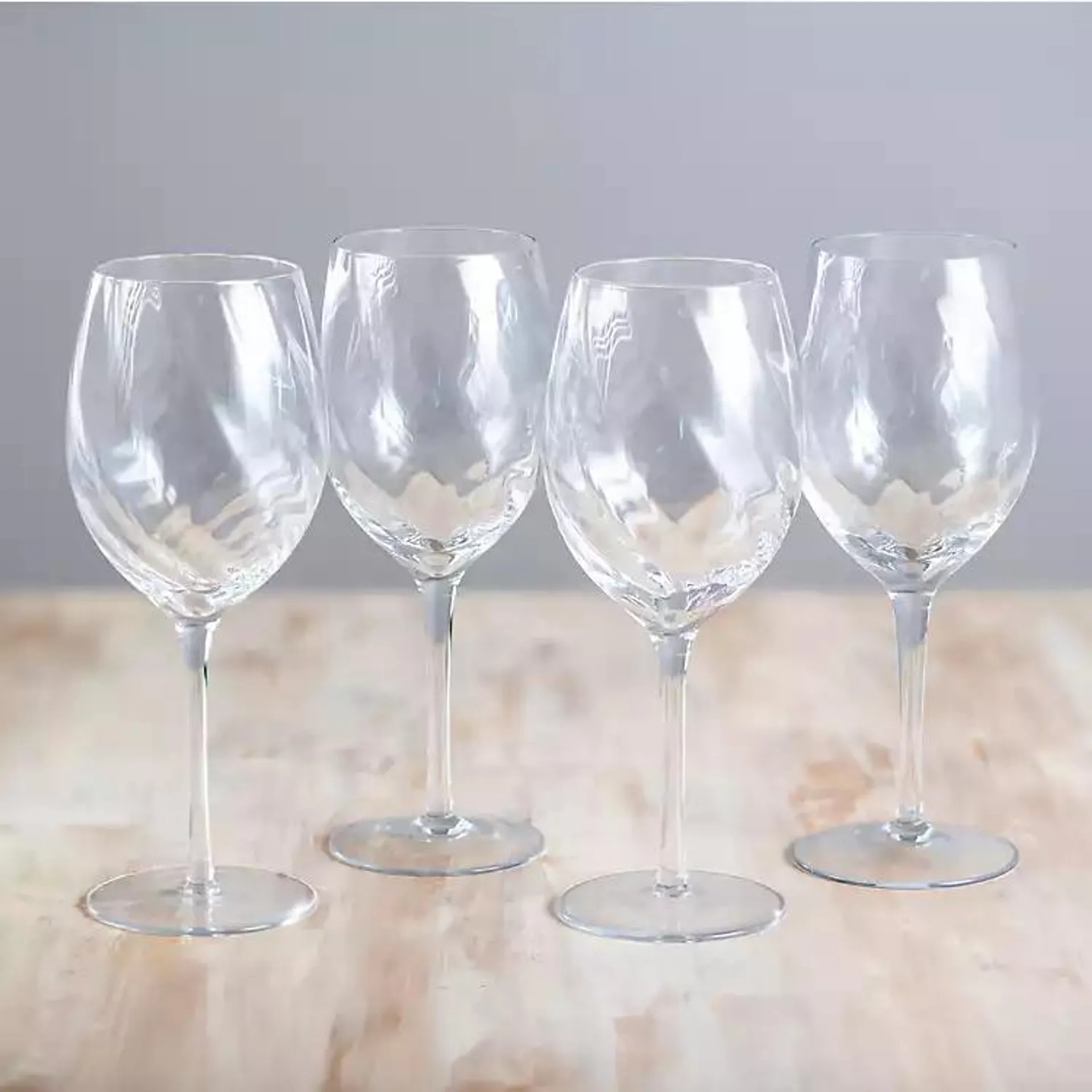Clear Optic Goblet Wine Glasses, Set of 4