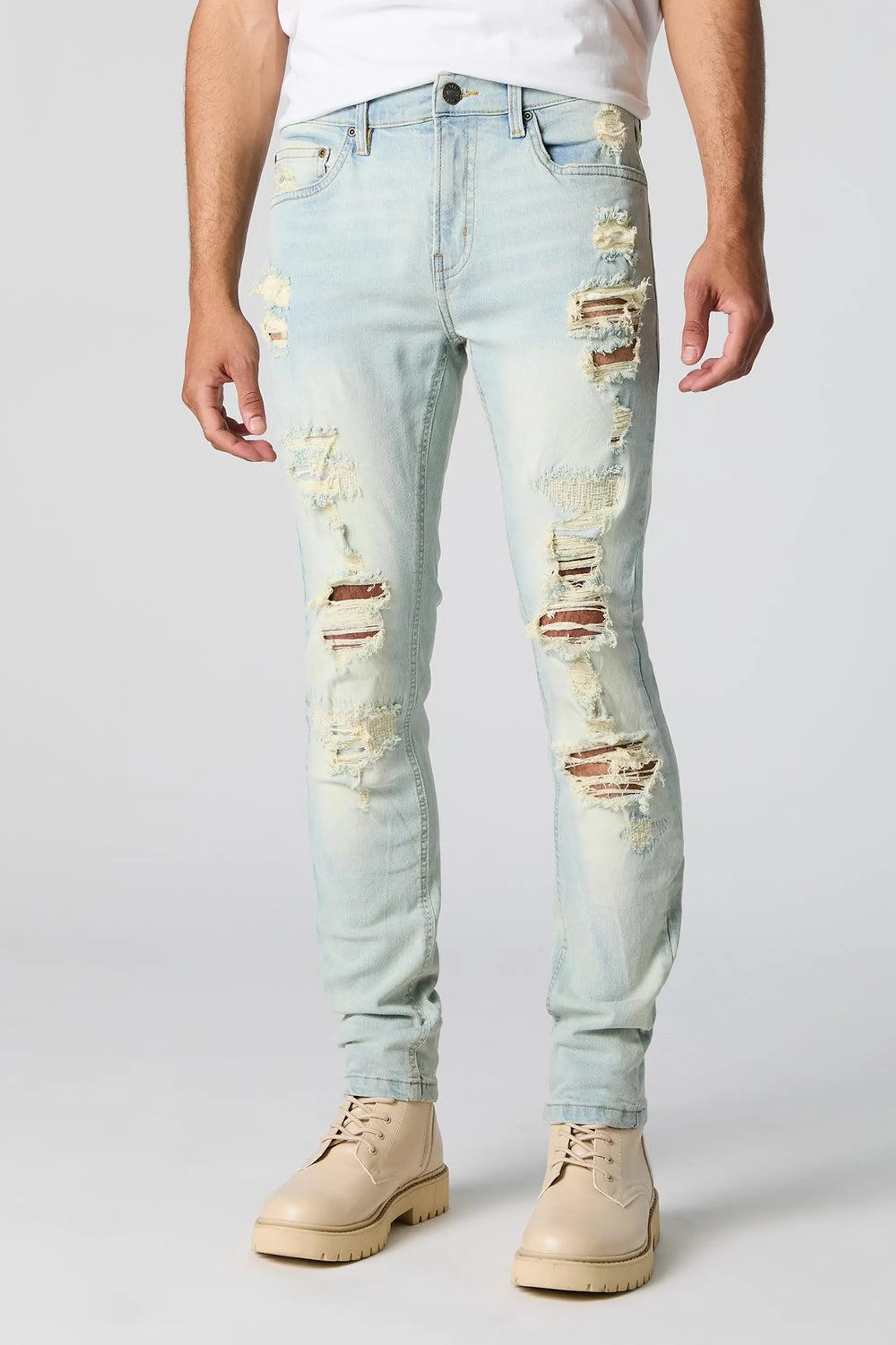 Light Wash Distressed Skinny Jean